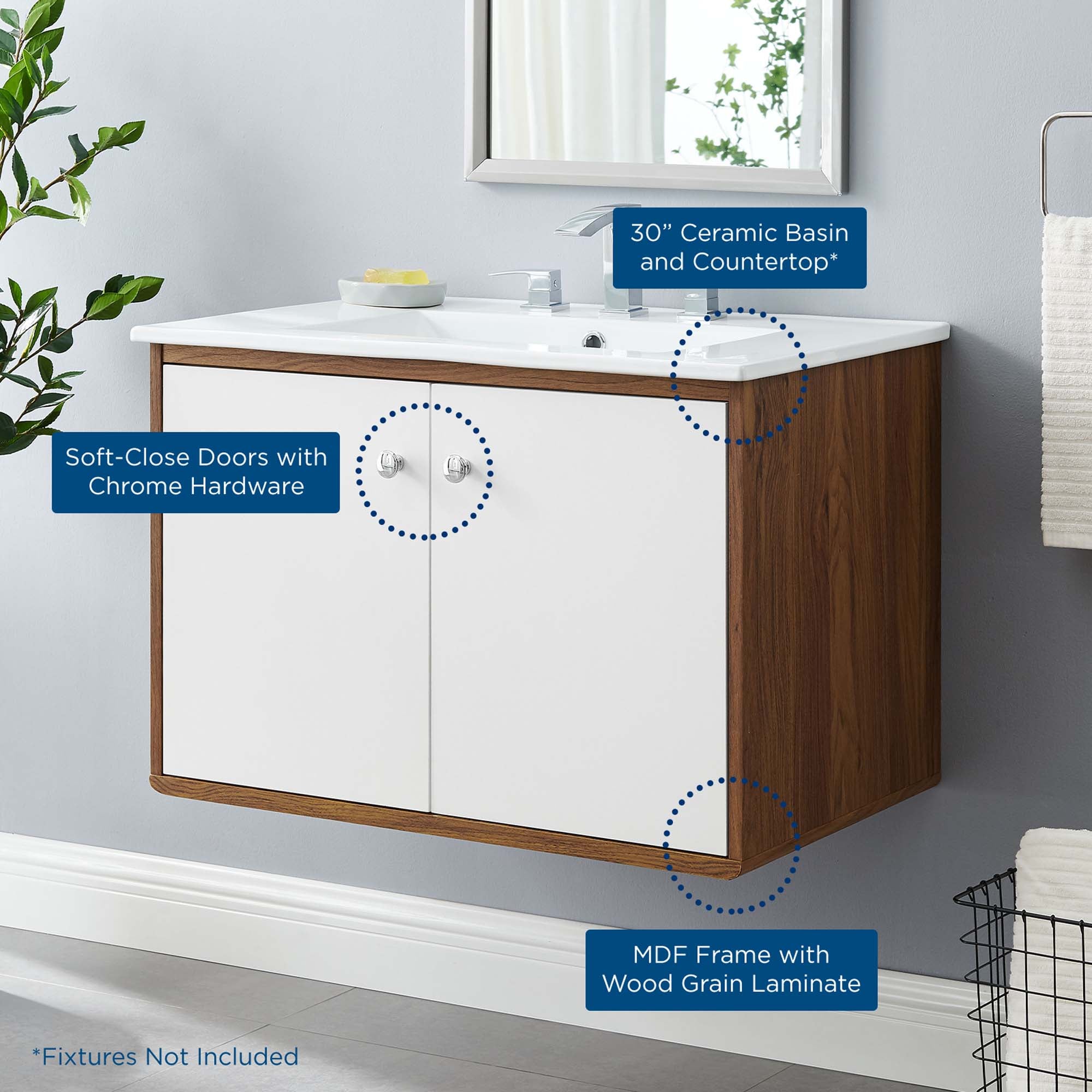 Transmit 30" Wall-Mount Bathroom Vanity