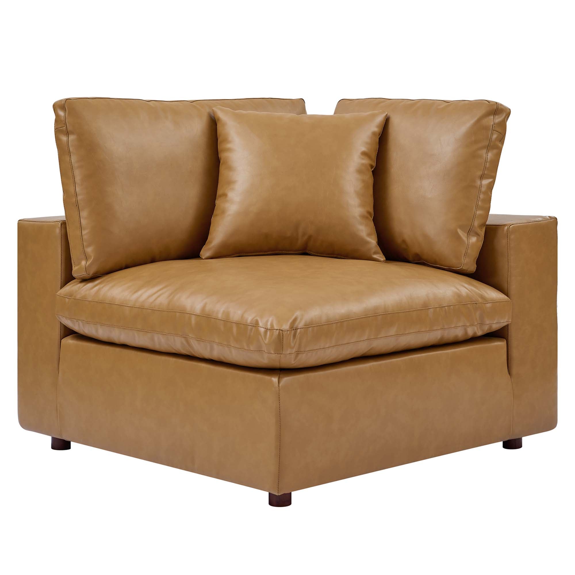 Commix Down Filled Overstuffed Vegan Leather 3-Seater Sofa