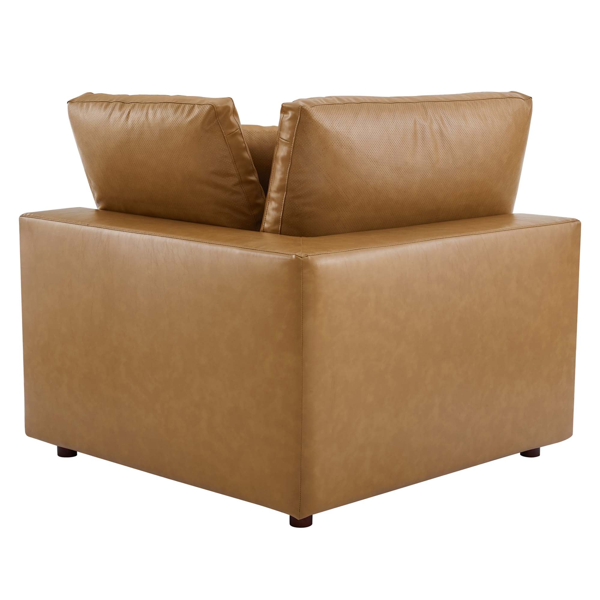 Commix Down Filled Overstuffed Vegan Leather 3-Seater Sofa