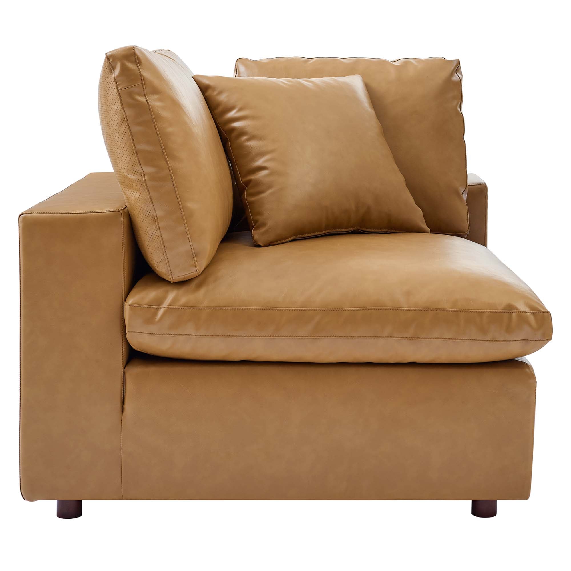 Commix Down Filled Overstuffed Vegan Leather 3-Seater Sofa