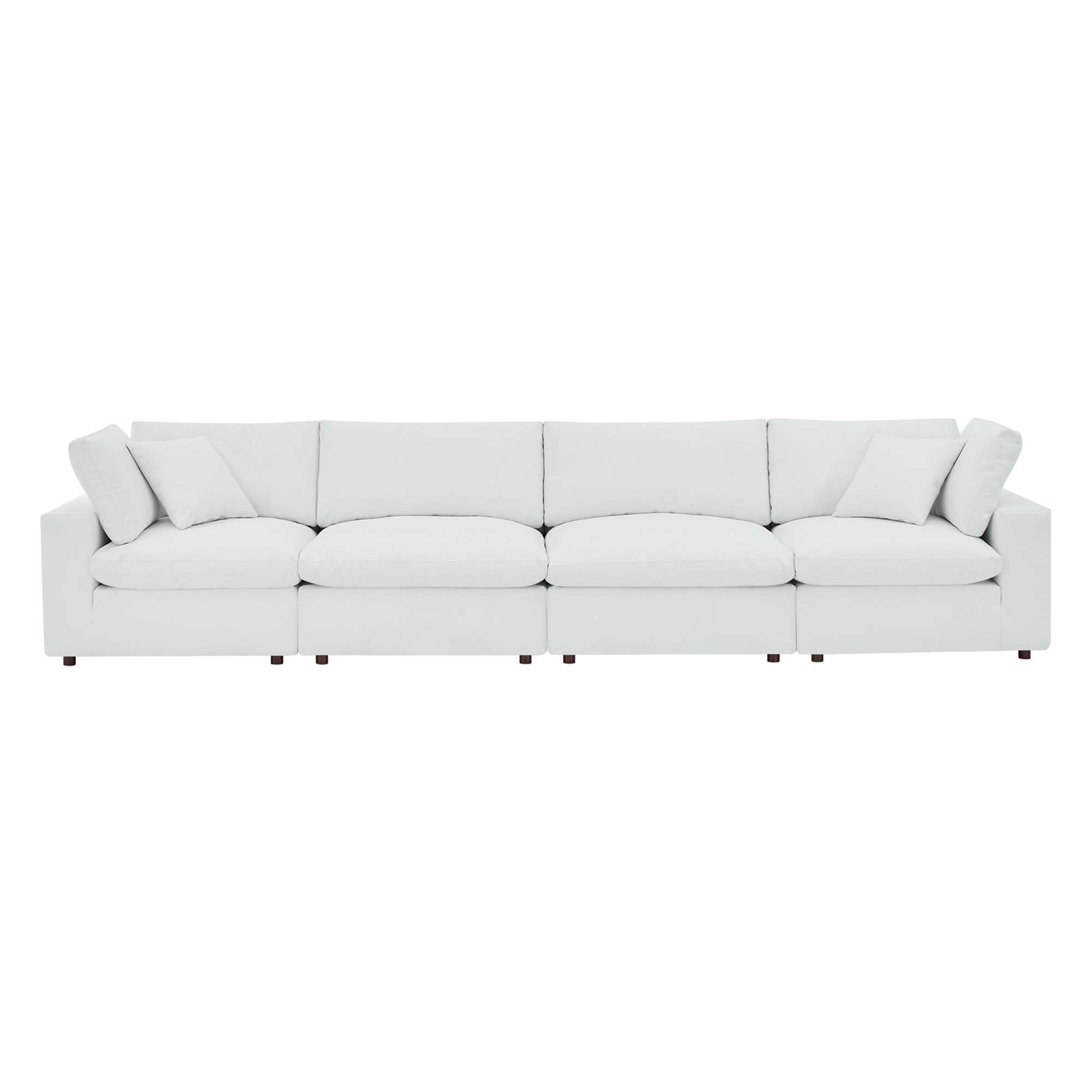 Commix Down Filled Overstuffed Vegan Leather 4-Seater Sofa