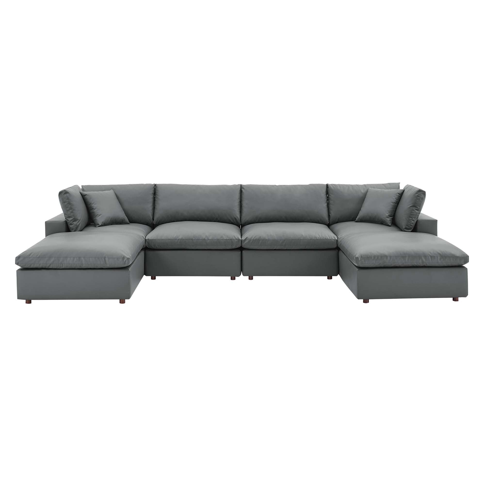 Commix Down Filled Overstuffed Vegan Leather 6-Piece Sectional Sofa