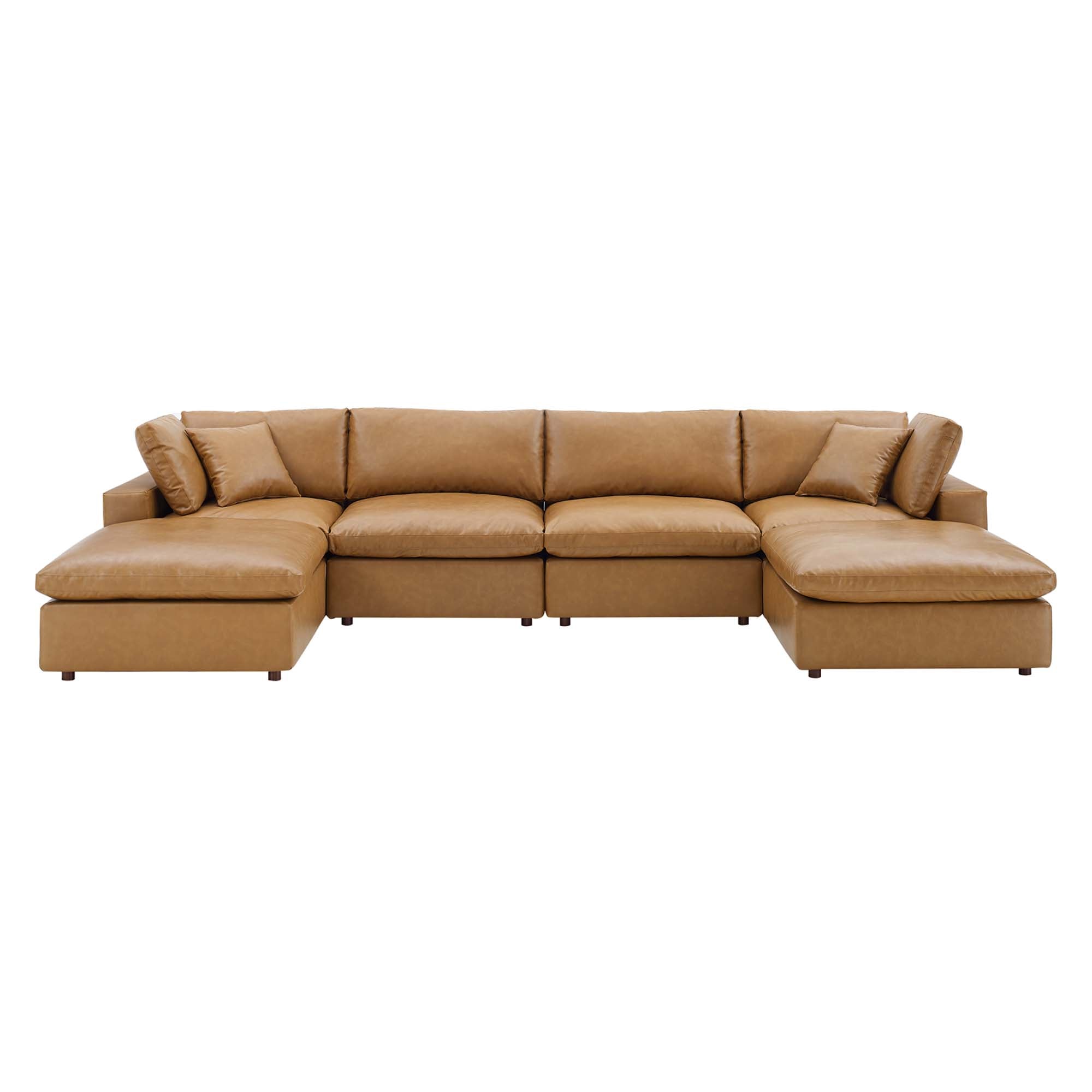 Commix Down Filled Overstuffed Vegan Leather 6-Piece Sectional Sofa