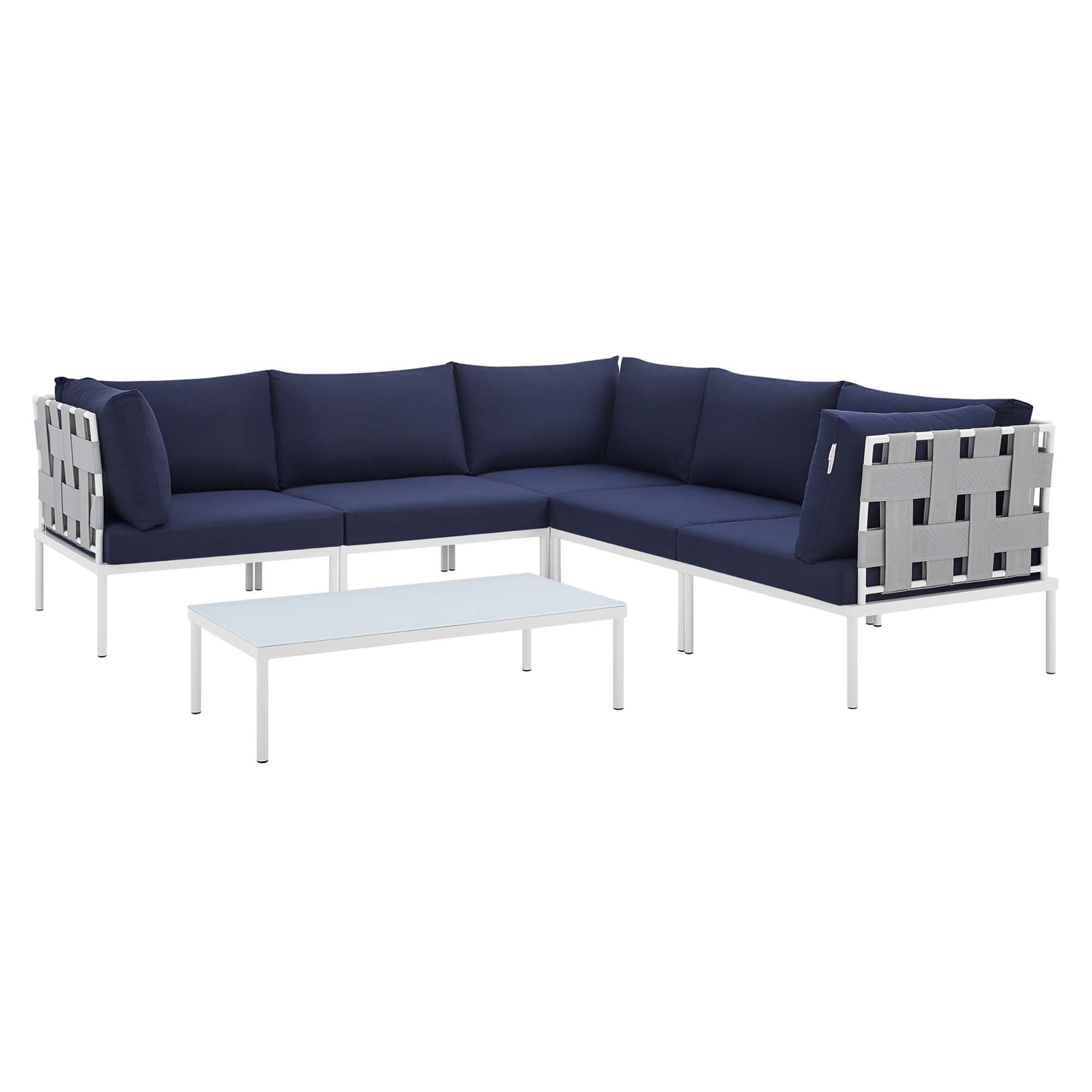 Harmony 6-Piece  Sunbrella® Outdoor Patio Aluminum Sectional Sofa Set