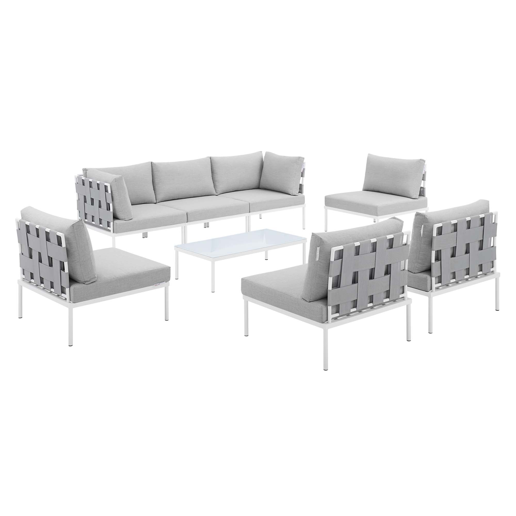 Harmony 8-Piece  Sunbrella® Outdoor Patio All Mesh Sectional Sofa Set