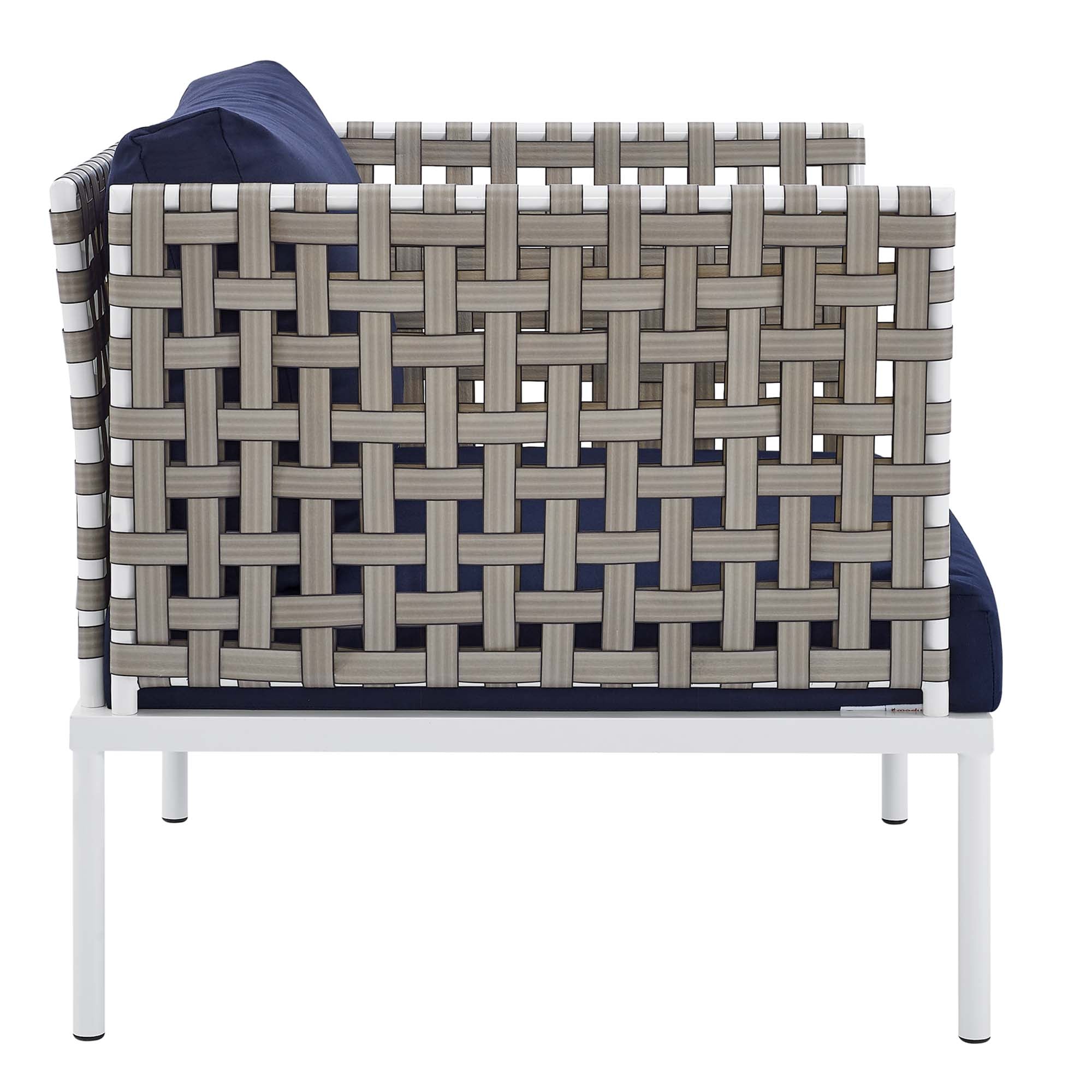 Harmony 8-Piece  Sunbrella® Basket Weave Outdoor Patio Aluminum Seating Set