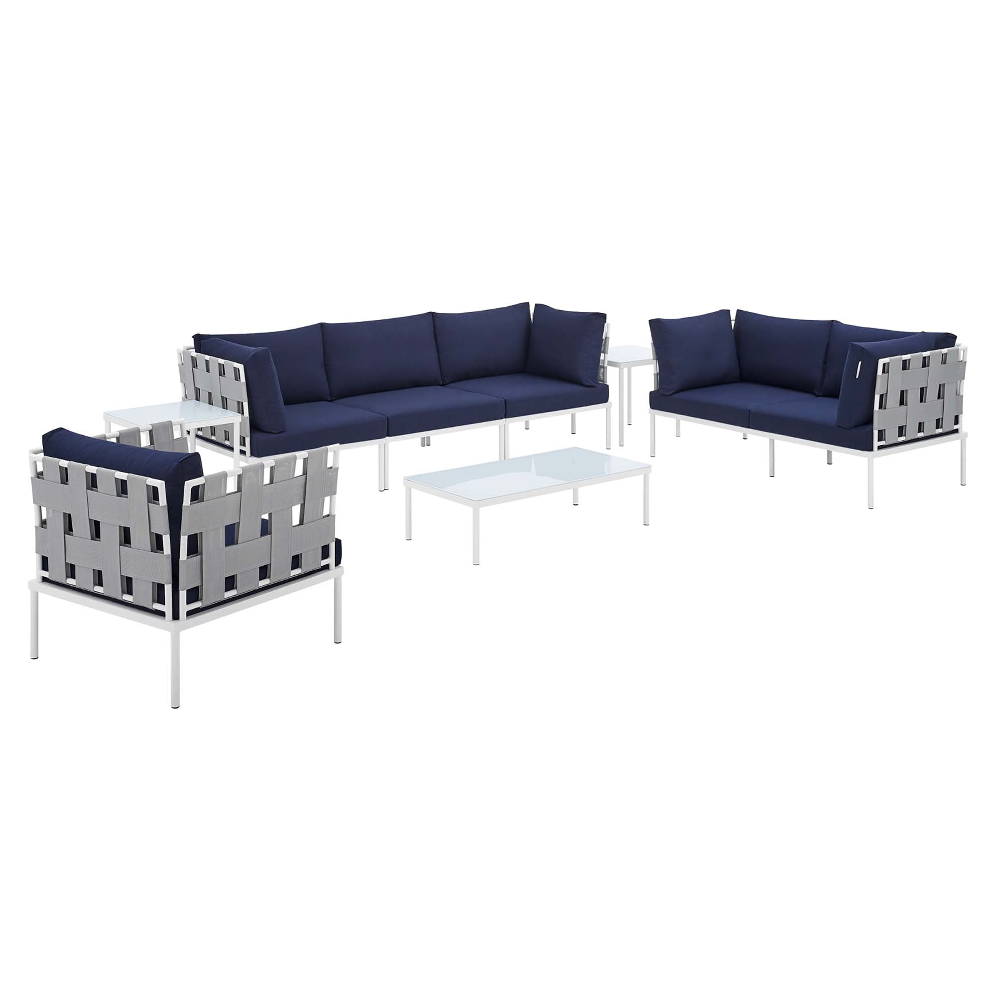 Harmony 8-Piece  Sunbrella® Outdoor Patio Aluminum Seating Set