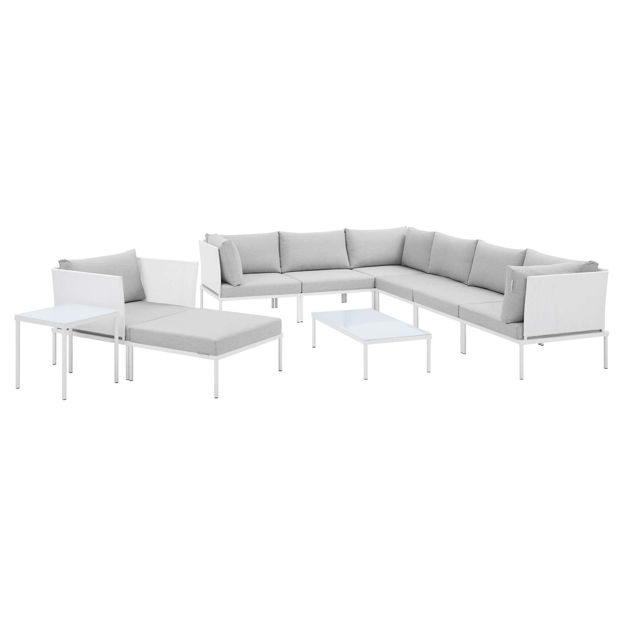 Harmony 10-Piece  Sunbrella® Outdoor Patio Aluminum Sectional Sofa Set