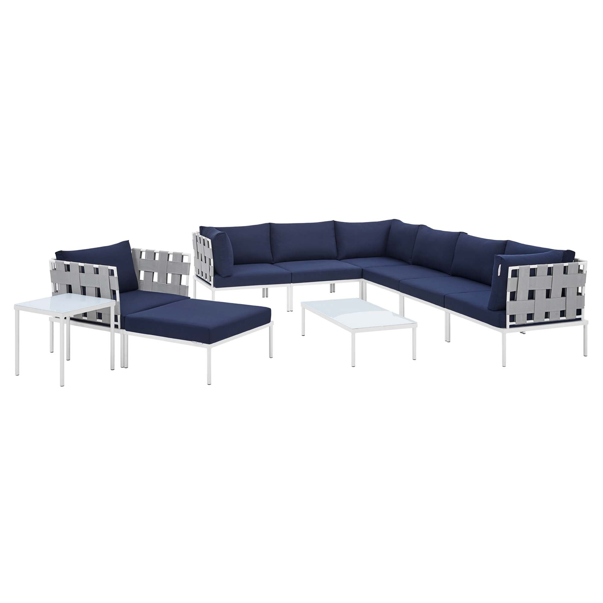 Harmony 10-Piece  Sunbrella® Outdoor Patio Aluminum Sectional Sofa Set