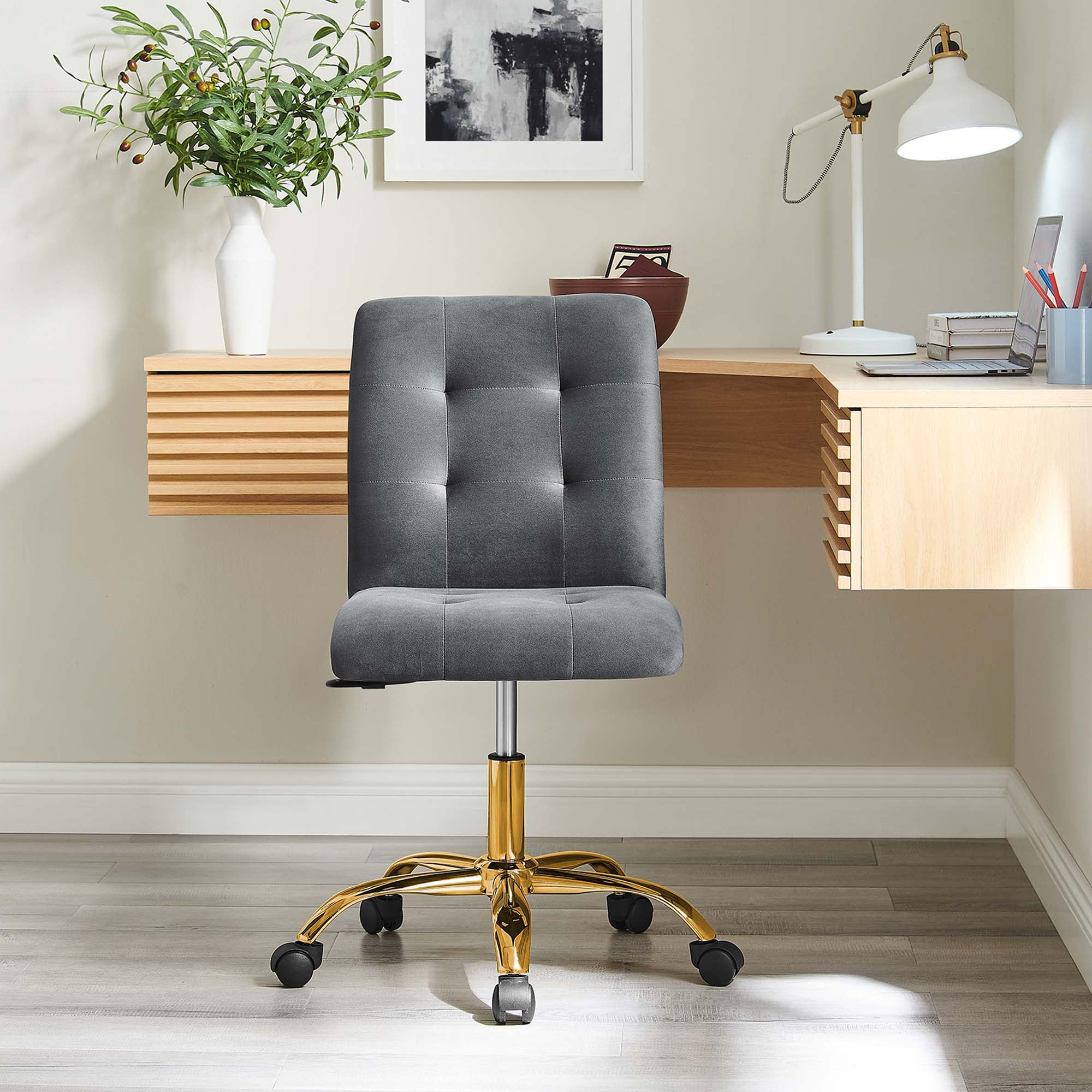 Prim Armless Performance Velvet Office Chair