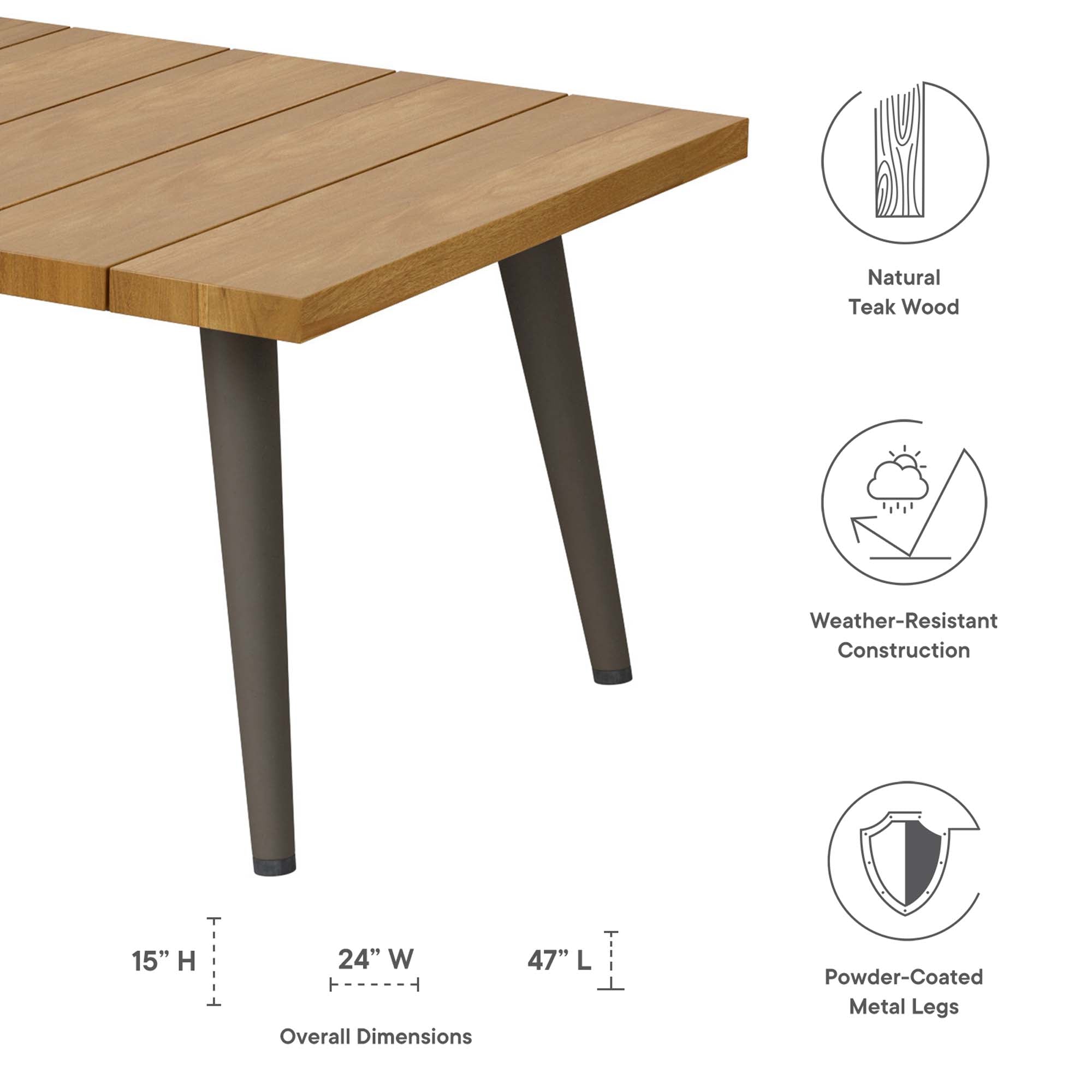 Meadow Outdoor Patio Teak Wood Coffee Table