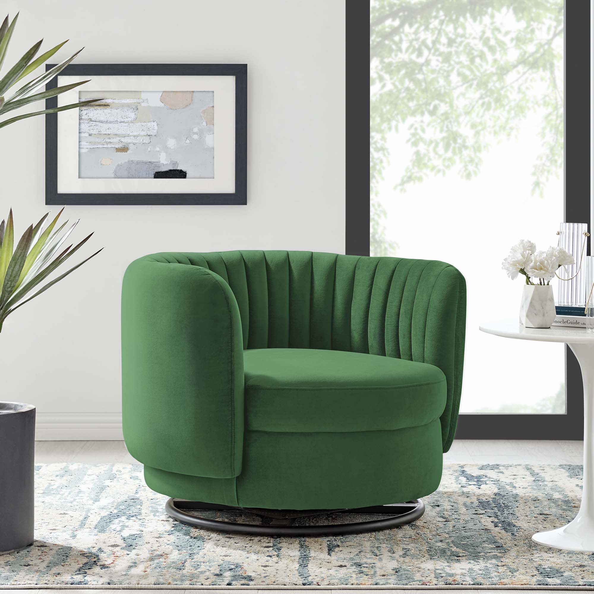 Embrace Tufted Performance Velvet Swivel Chair