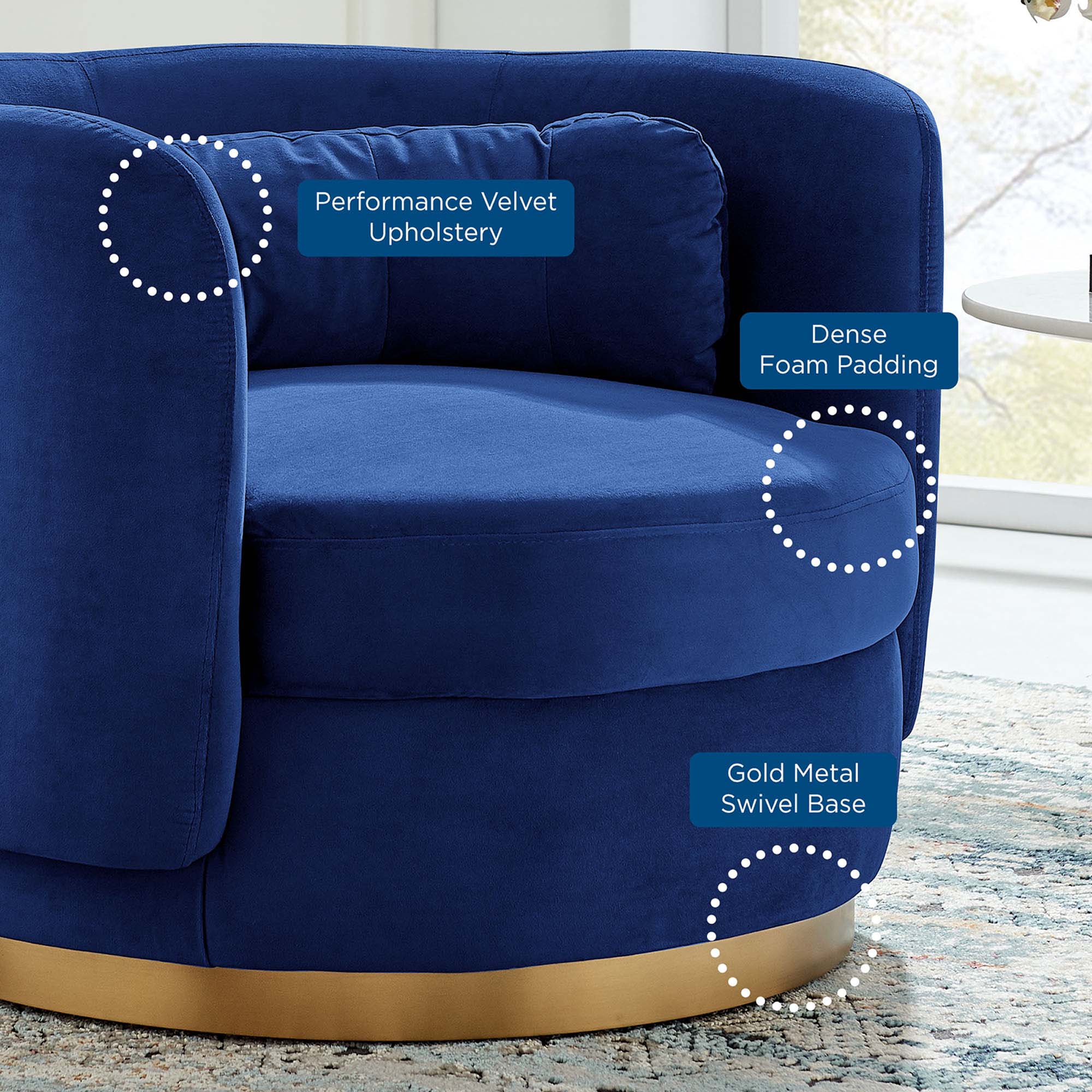 Relish Performance Velvet Swivel Chair