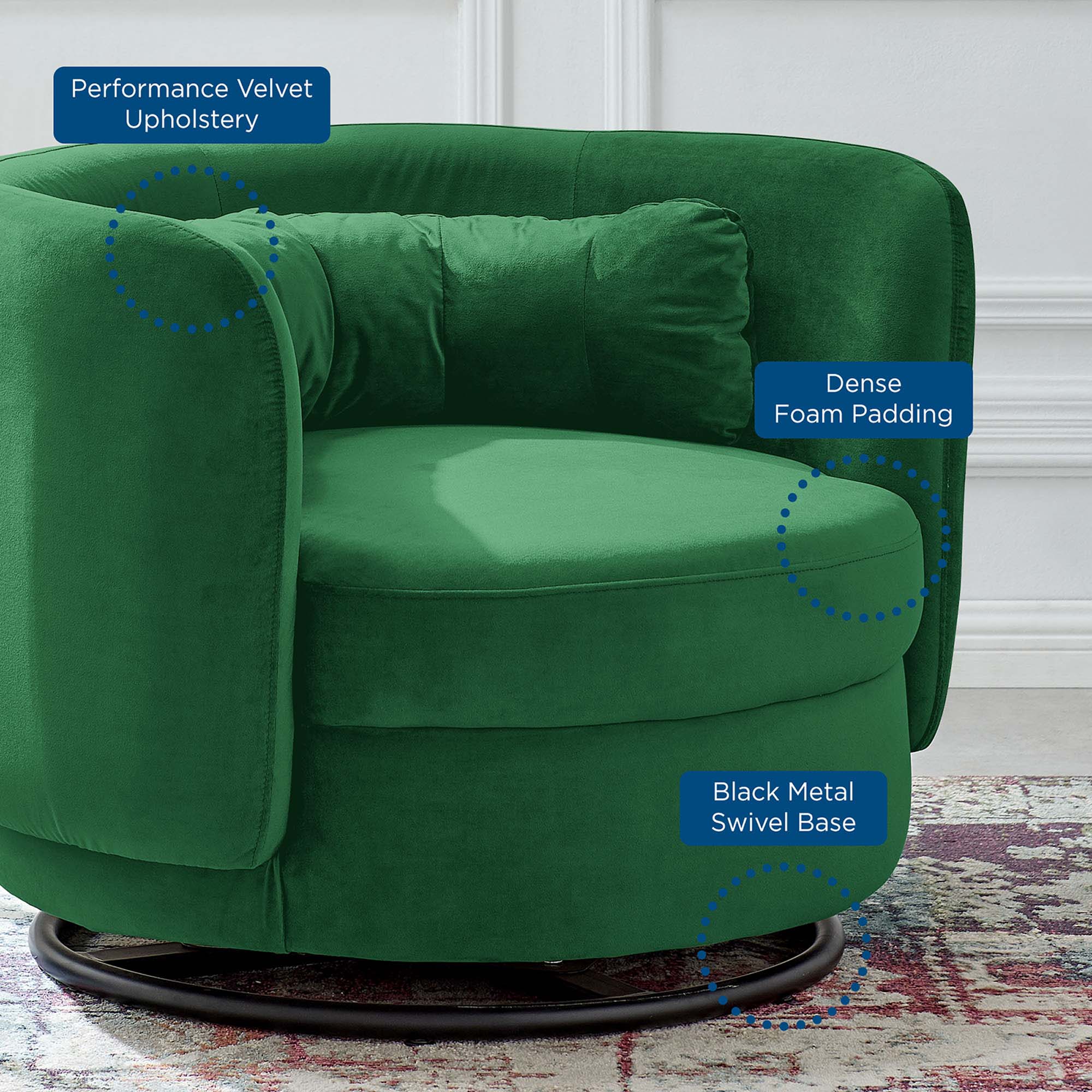 Relish Performance Velvet Swivel Chair