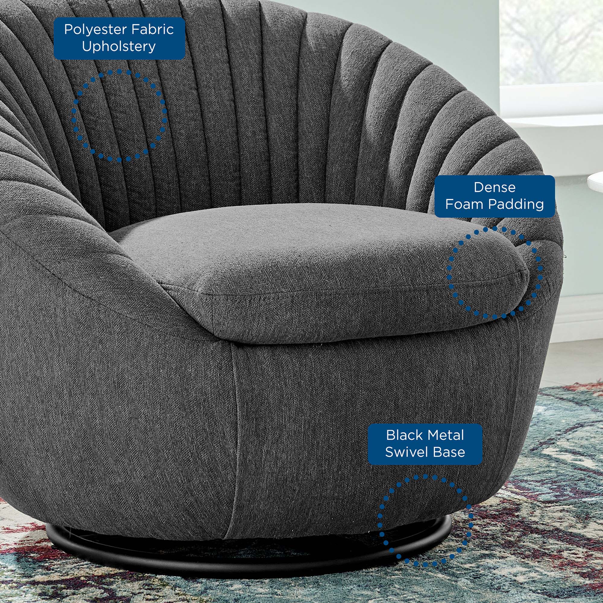 Whirr Tufted Fabric Swivel Chair