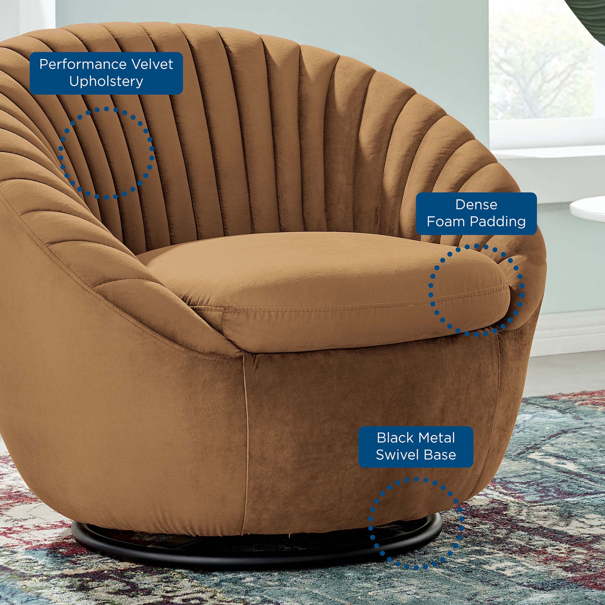 Whirr Tufted Performance Velvet Swivel Chair