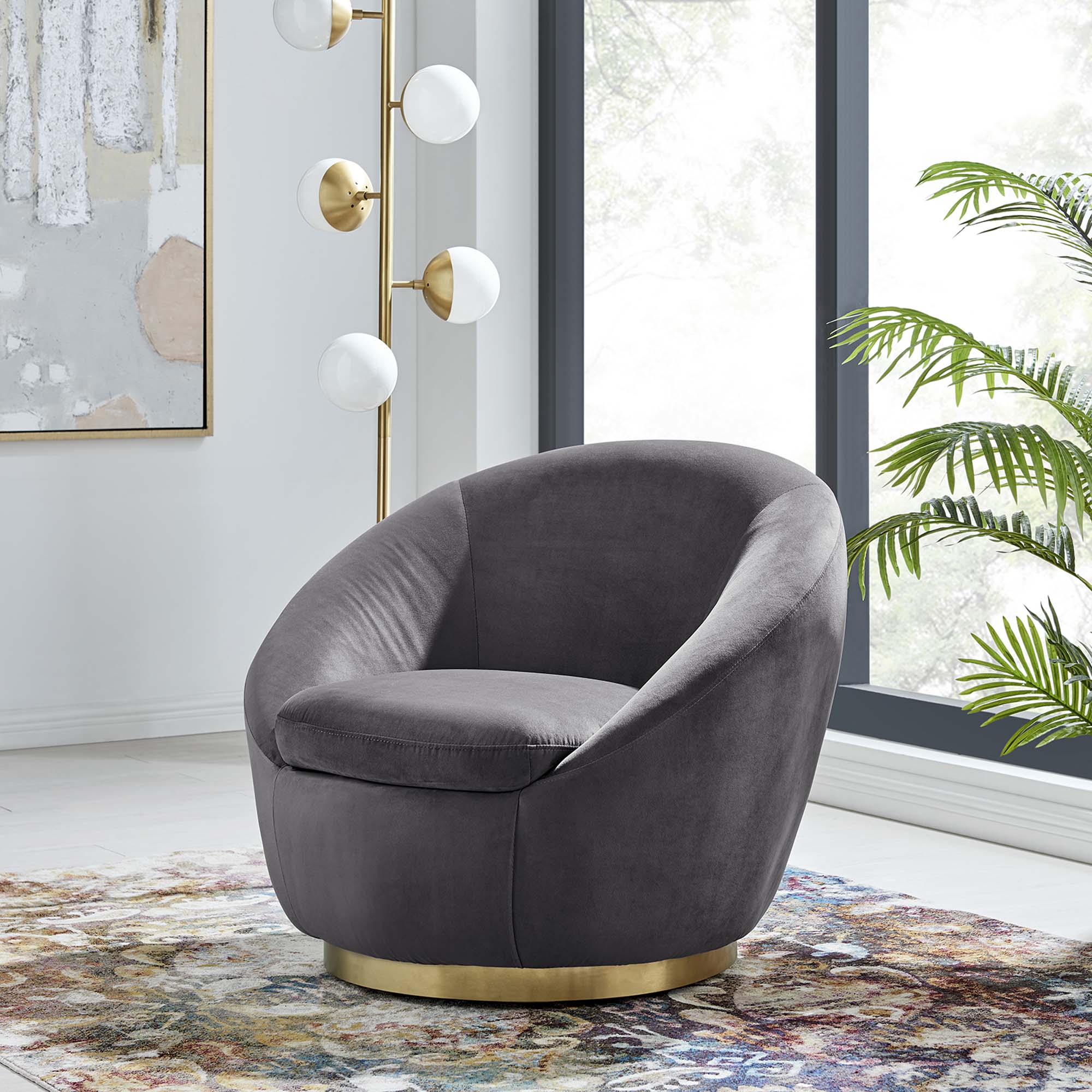 Buttercup Performance Velvet Swivel Chair