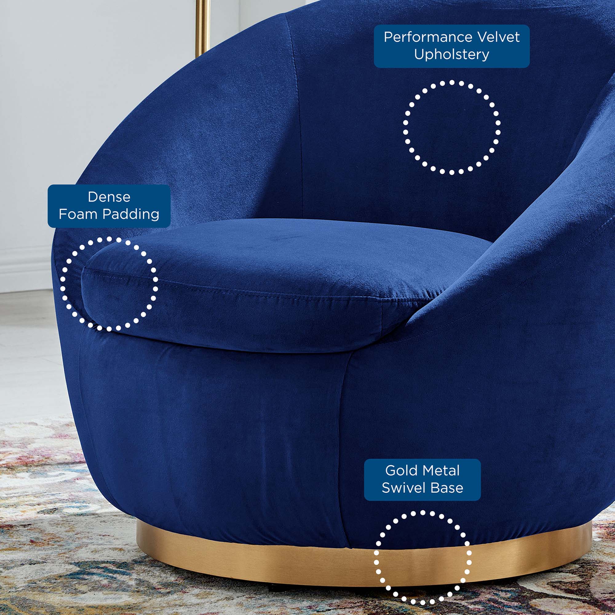 Buttercup Performance Velvet Swivel Chair