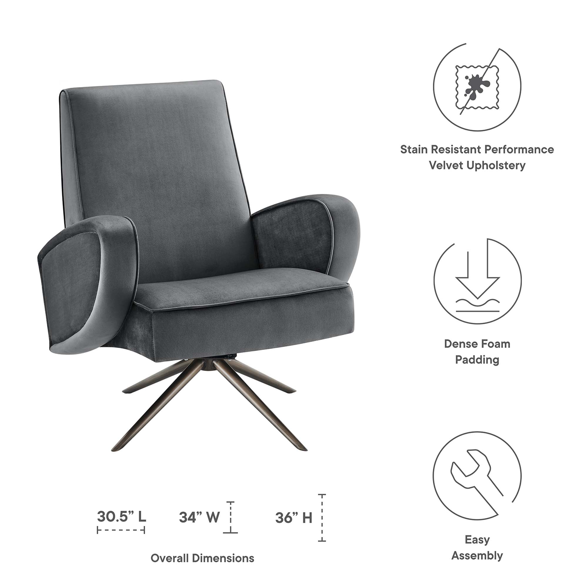 Superior Performance Velvet Swivel Chair