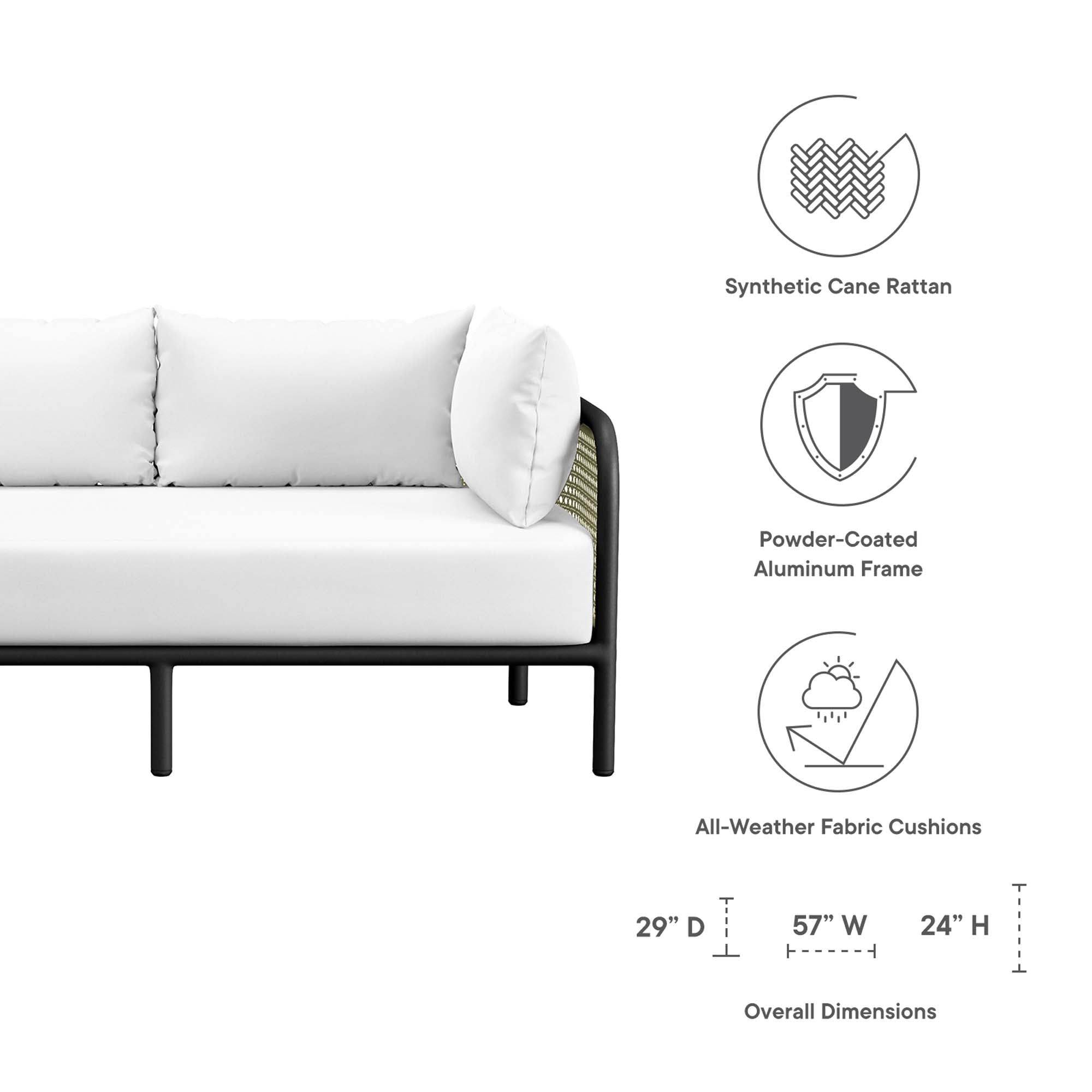 Hanalei Outdoor Patio Right-Arm Loveseat