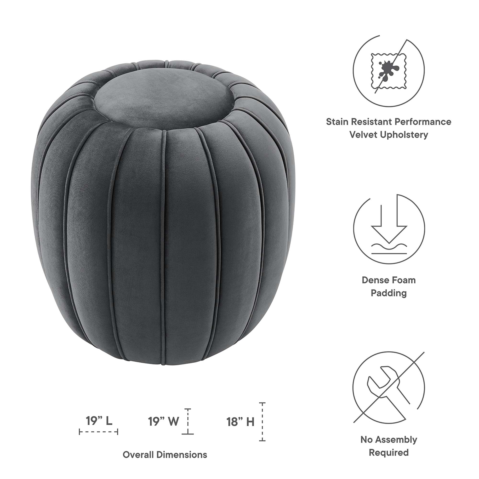 Celebrate Channel Tufted Performance Velvet Ottoman