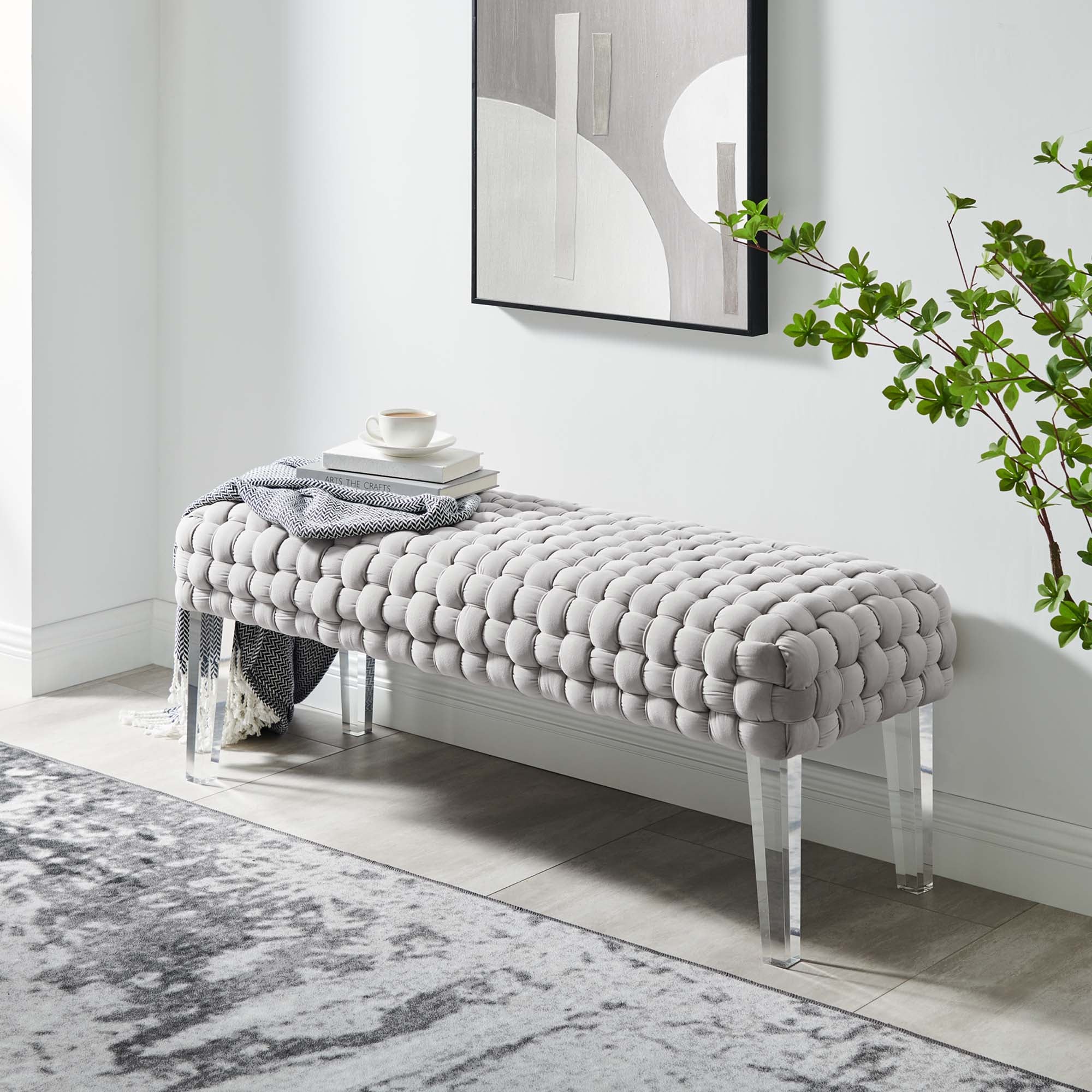 Prologue Woven Performance Velvet Ottoman