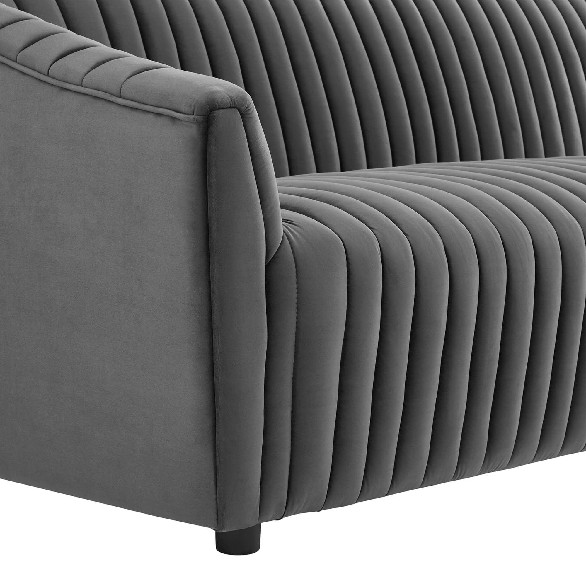 Announce Performance Velvet Channel Tufted Sofa