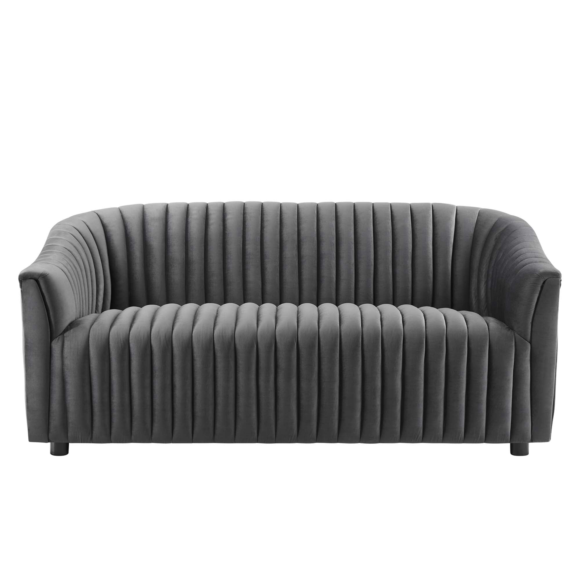 Announce Performance Velvet Channel Tufted Loveseat