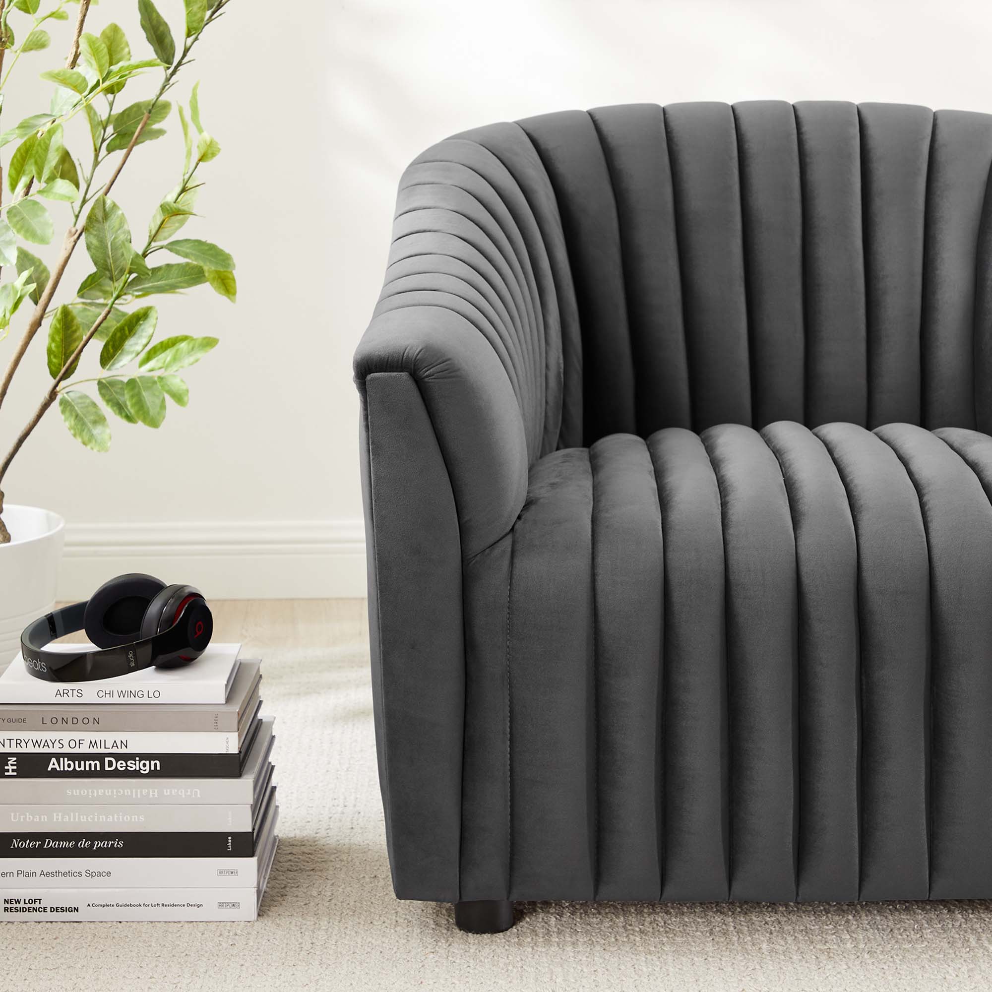 Announce Performance Velvet Channel Tufted Armchair