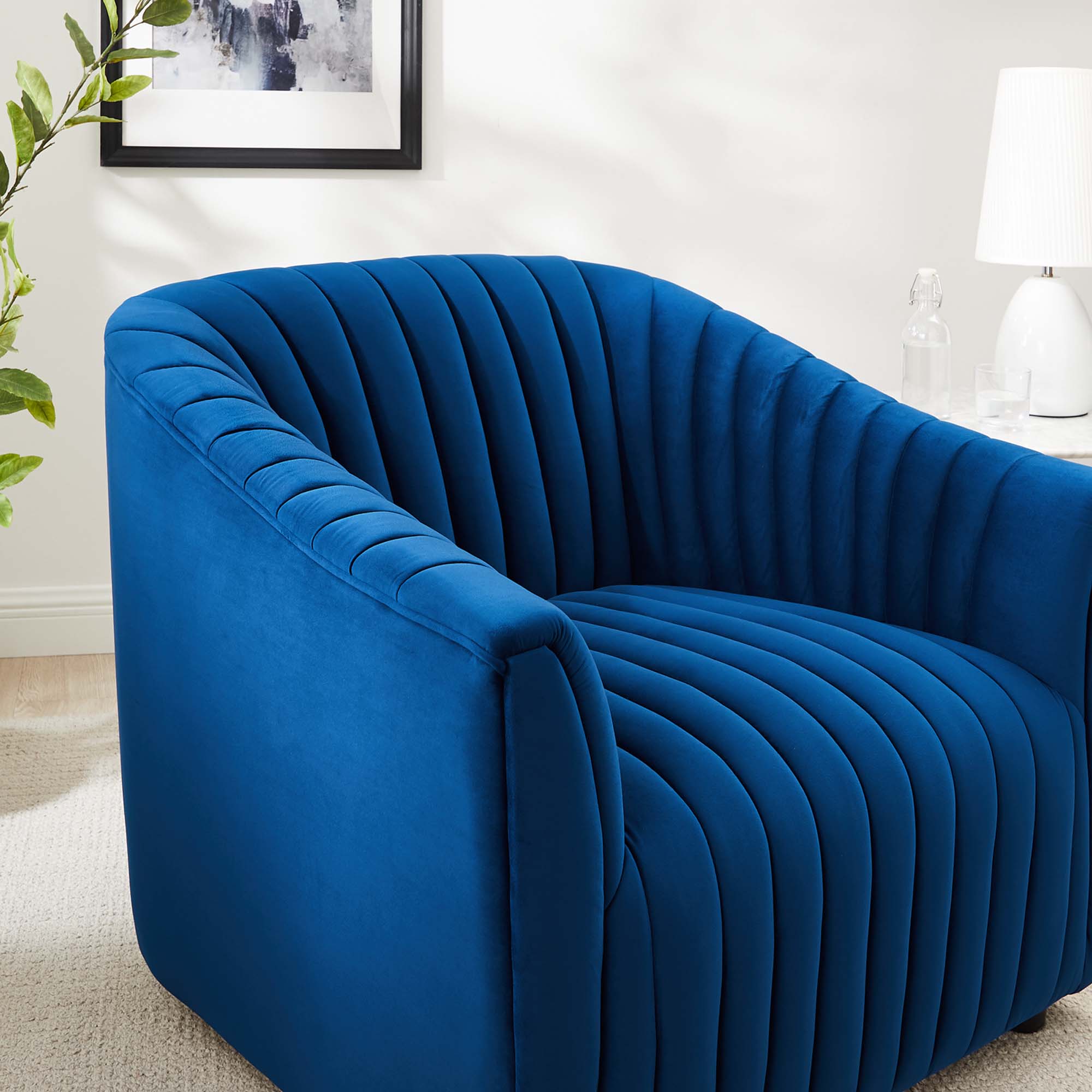 Announce Performance Velvet Channel Tufted Armchair