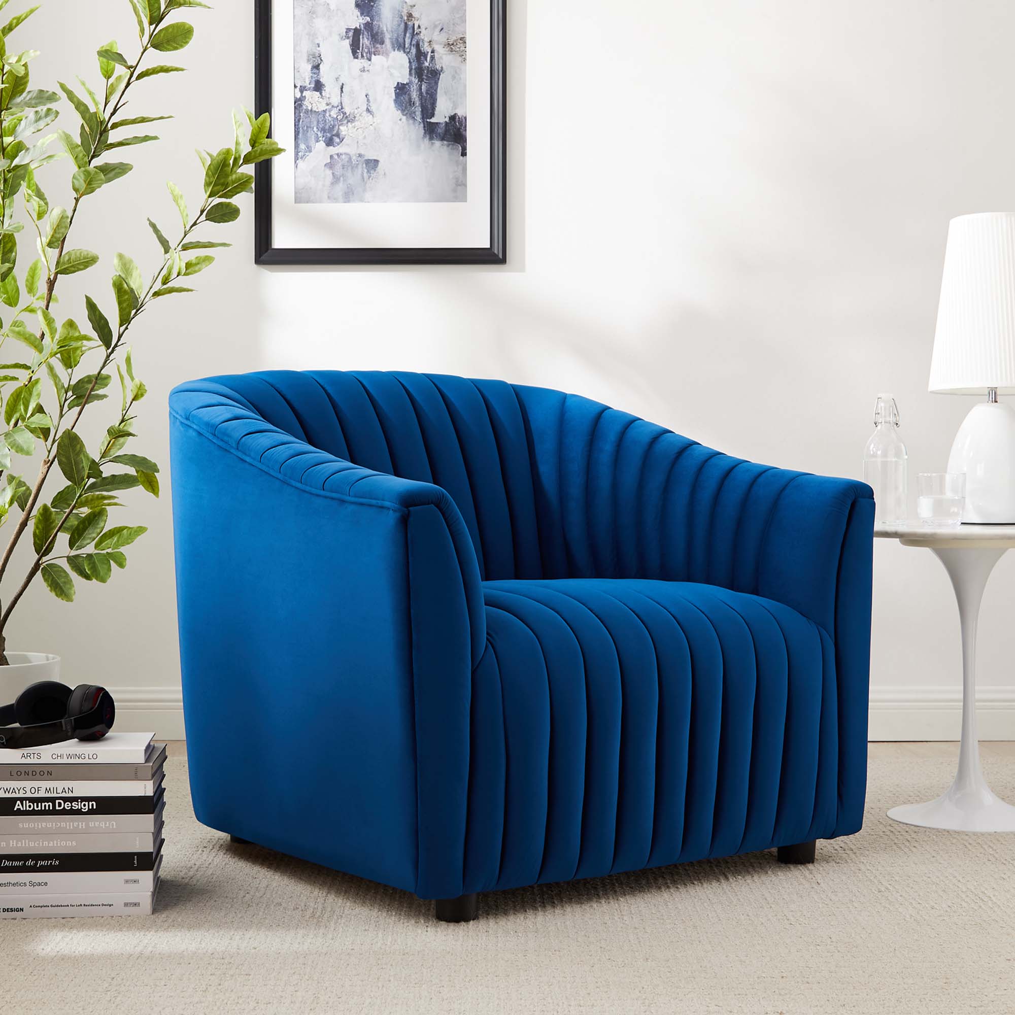 Announce Performance Velvet Channel Tufted Armchair