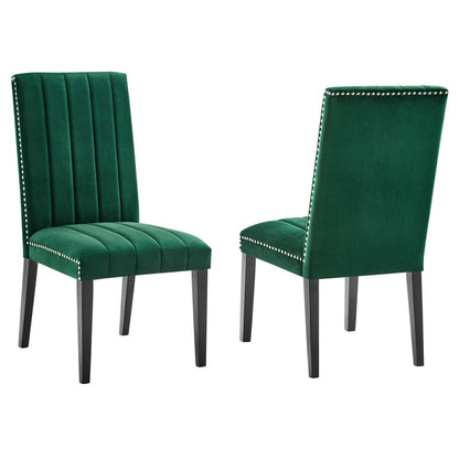 Caitlyn Light Blue Velvet Performance Dining Chairs Set of 2