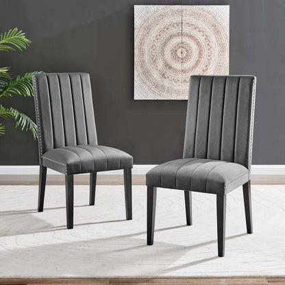 Caitlyn Light Blue Velvet Performance Dining Chairs Set of 2