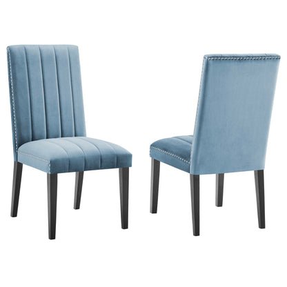 Caitlyn Light Blue Velvet Performance Dining Chairs Set of 2