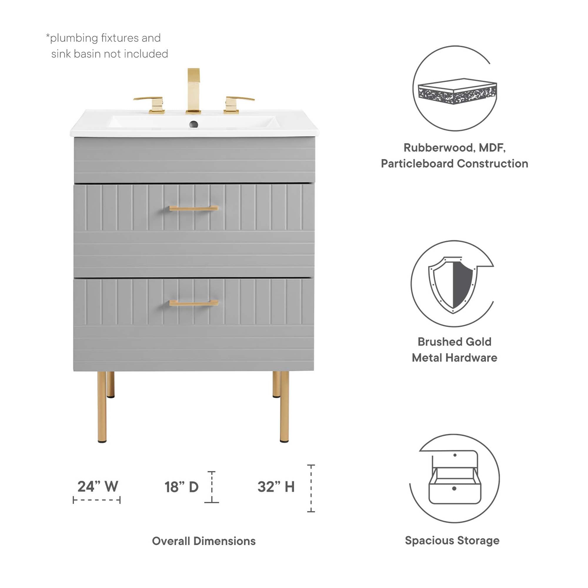 Daybreak 24" Bathroom Vanity Cabinet (Sink Basin Not Included)