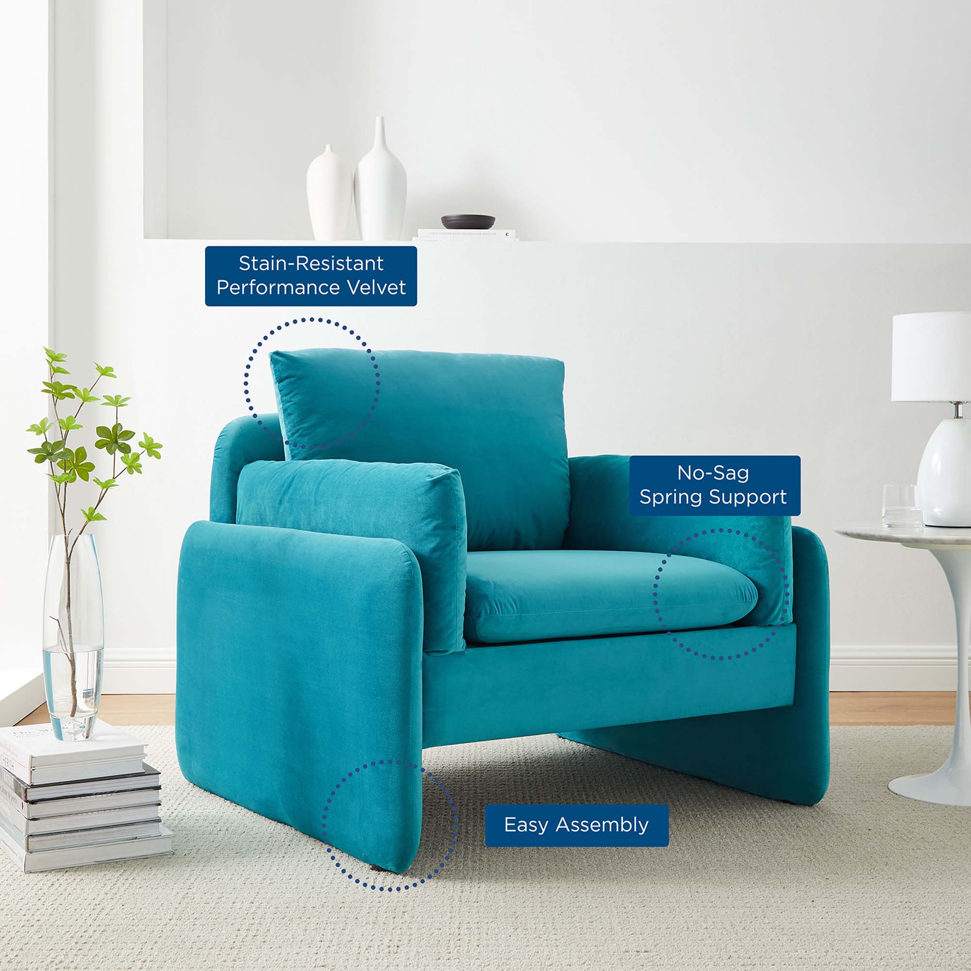 Indicate Performance Velvet Armchair