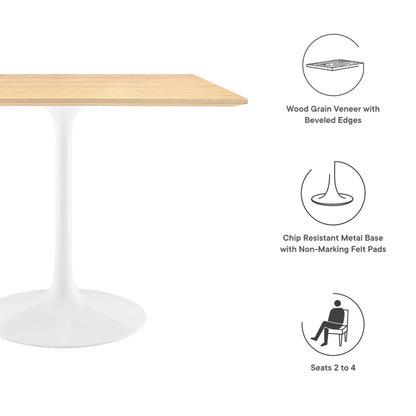 Lippa 36" Square Wood Grain Dining Table  
