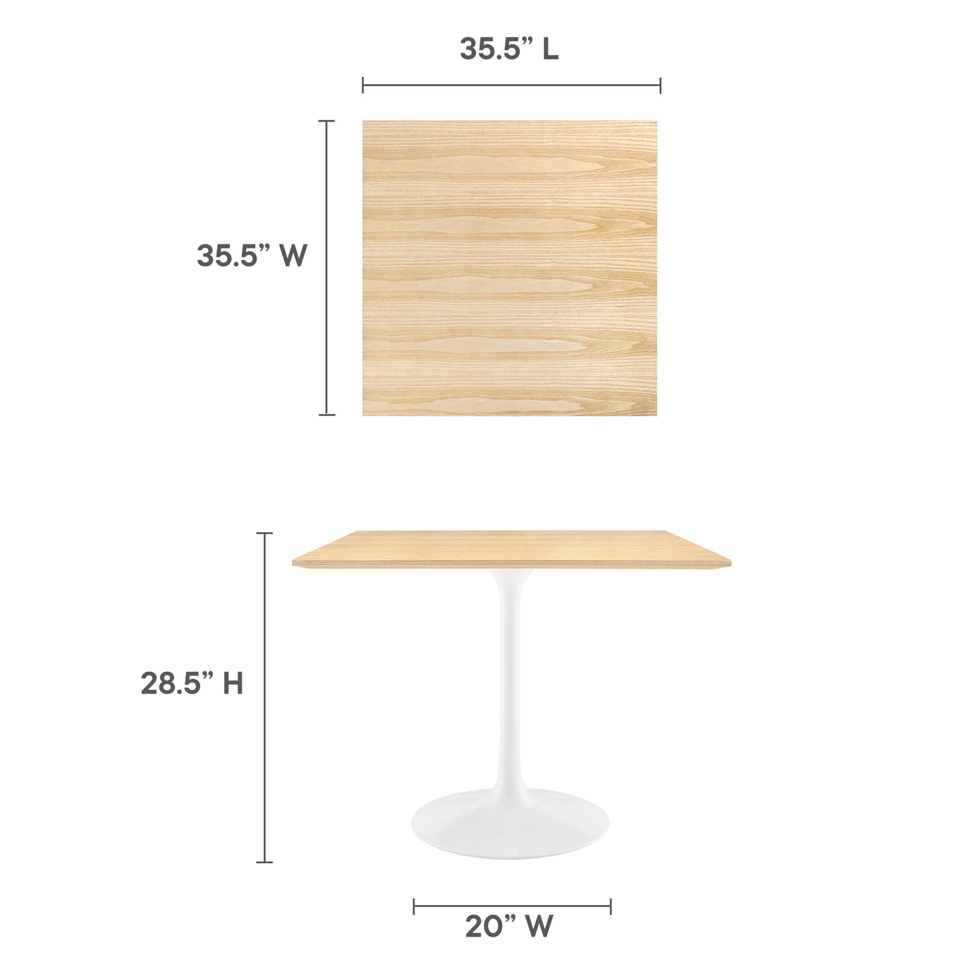 Lippa 36" Square Wood Grain Dining Table  