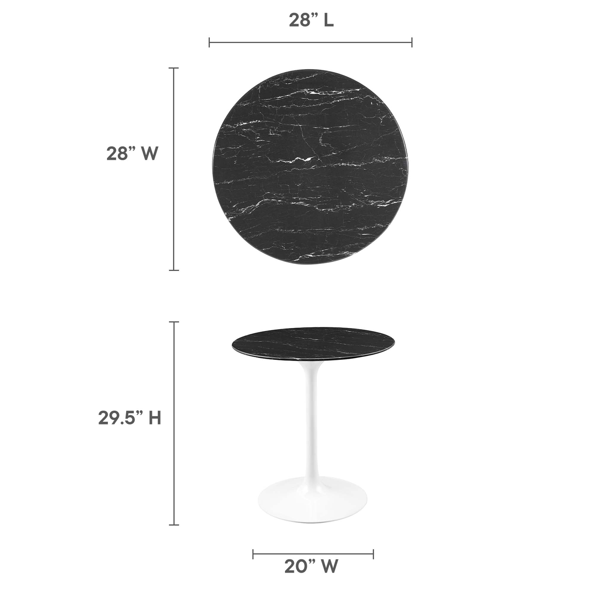 Lippa 28" Round Artificial Marble Dining Table