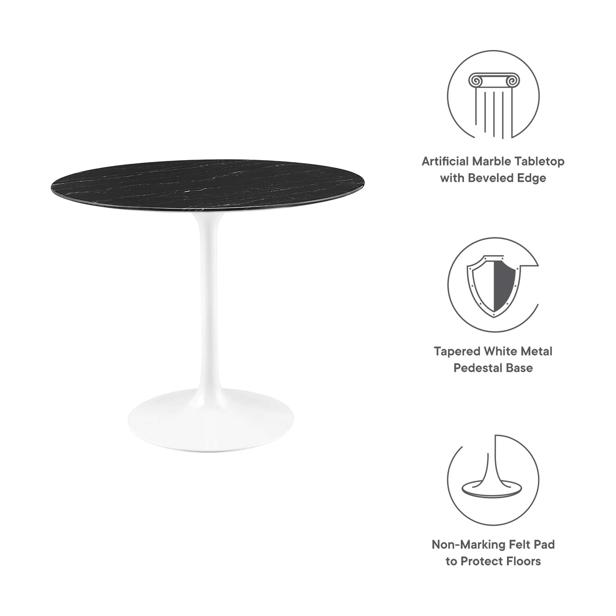 Lippa 36" Round Artificial Marble Dining Table