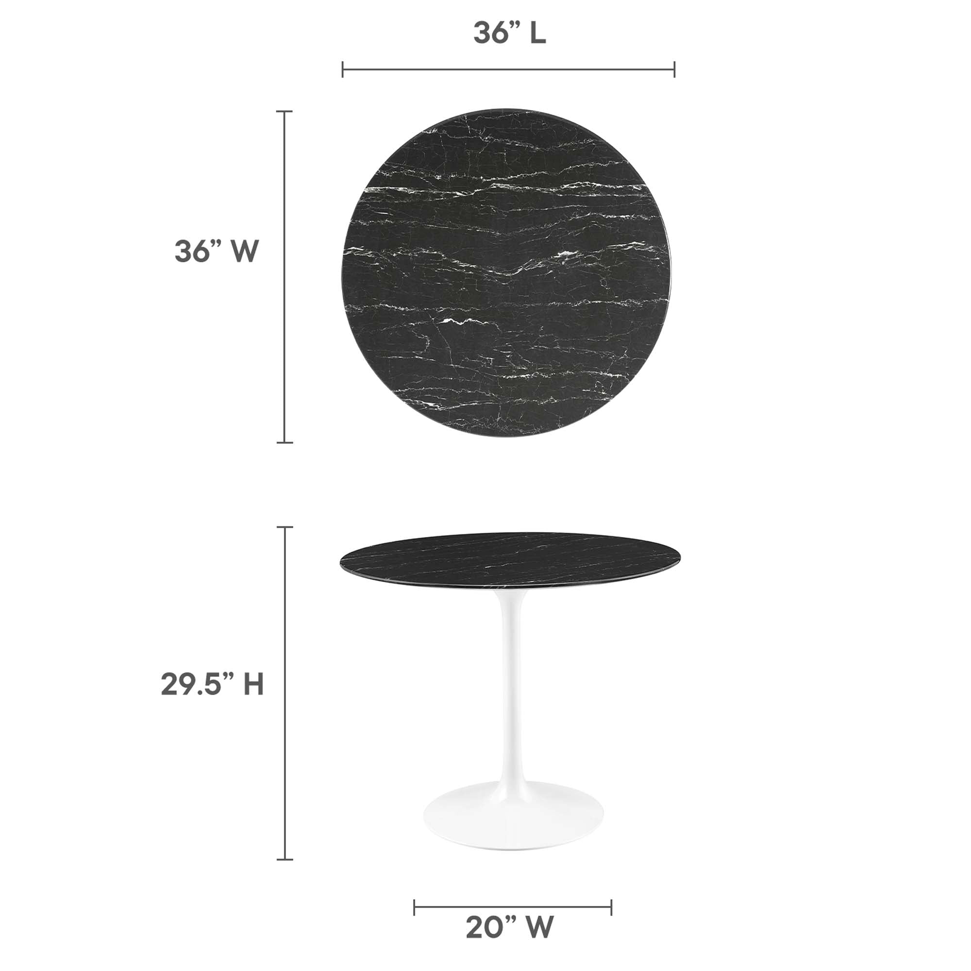 Lippa 36" Round Artificial Marble Dining Table