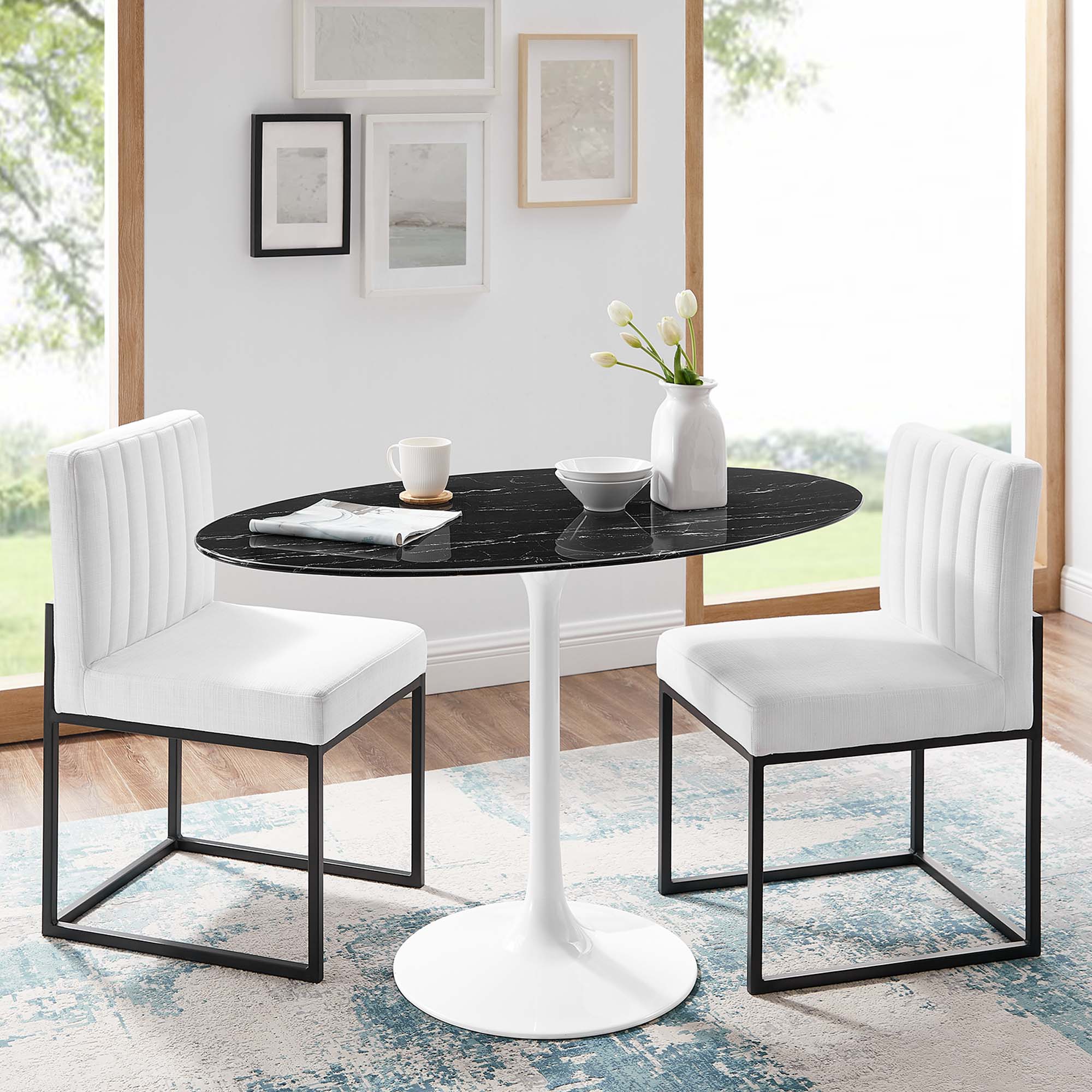 Lippa 48" Round Artificial Marble Dining Table