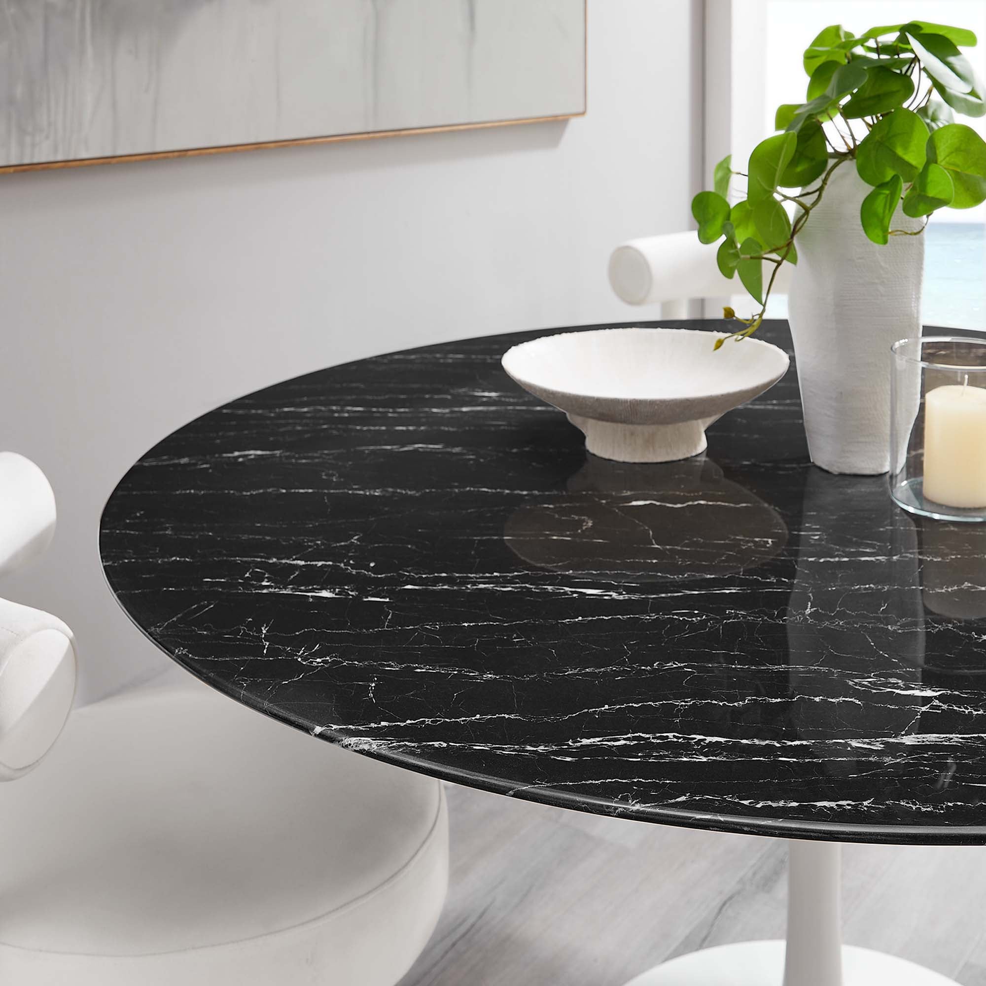 Lippa 60" Round Artificial Marble Dining Table