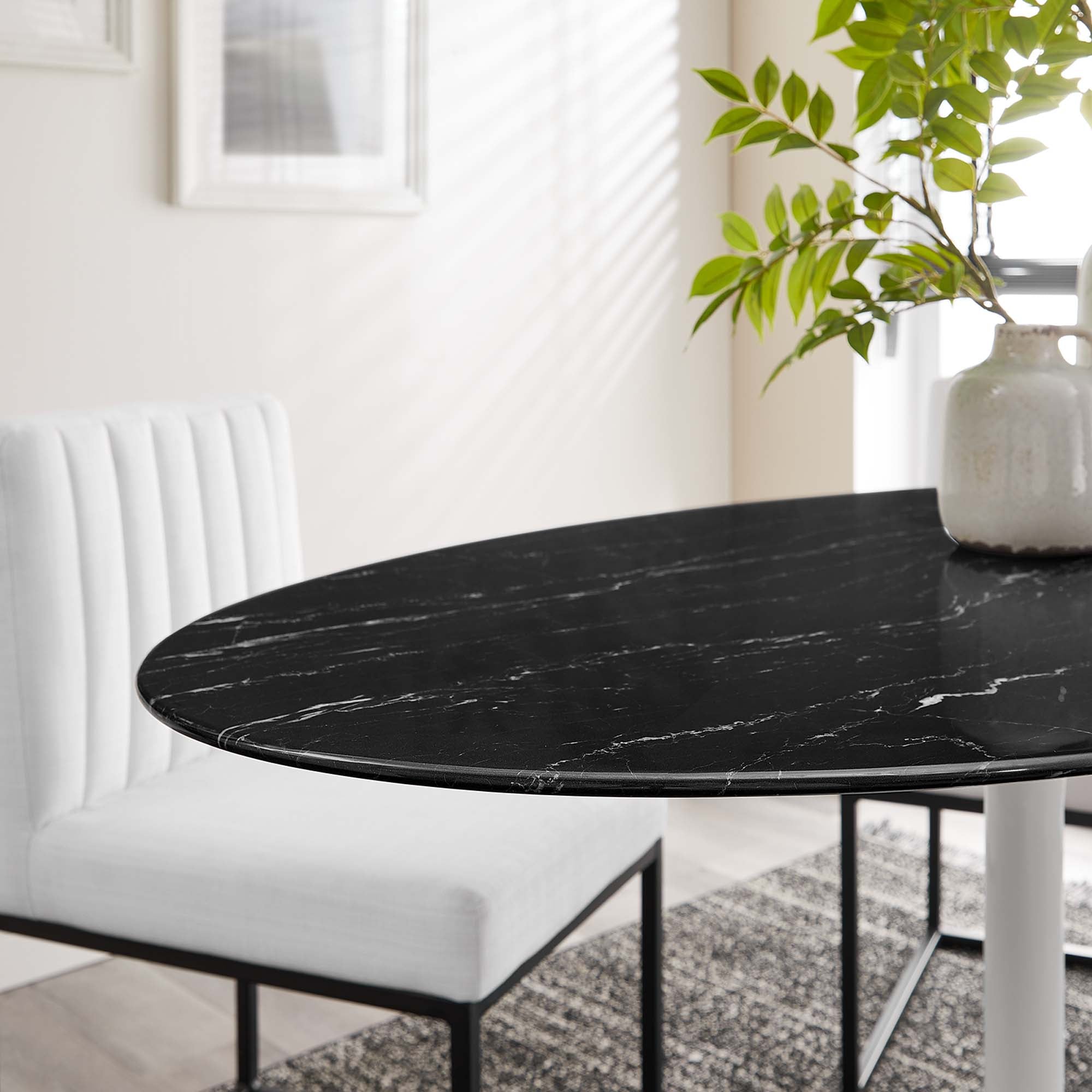 Lippa 54" Oval Artificial Marble Dining Table