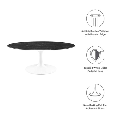 Lippa 42" Oval Artificial Marble Coffee Table