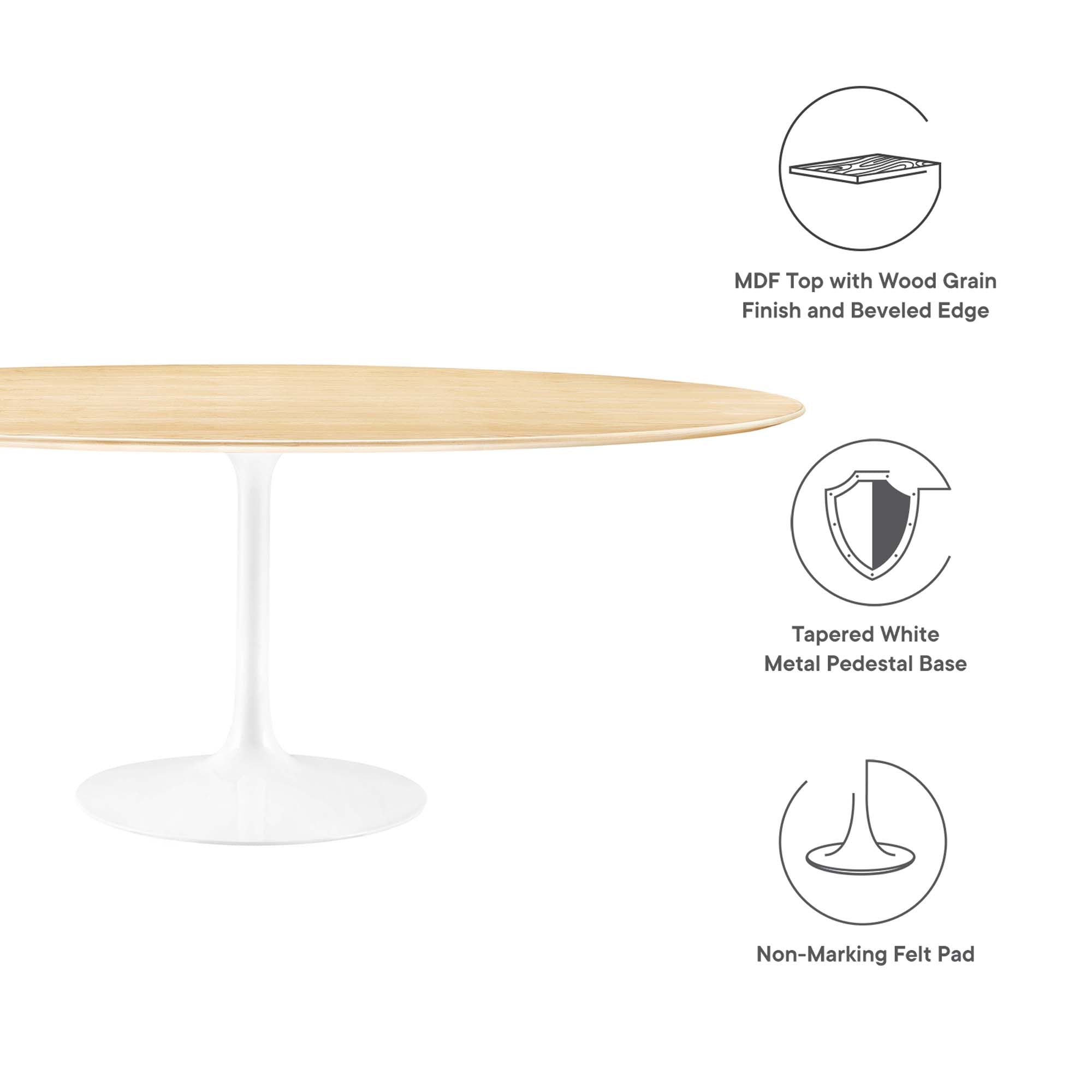 Lippa 78" Oval Wood Grain Dining Table