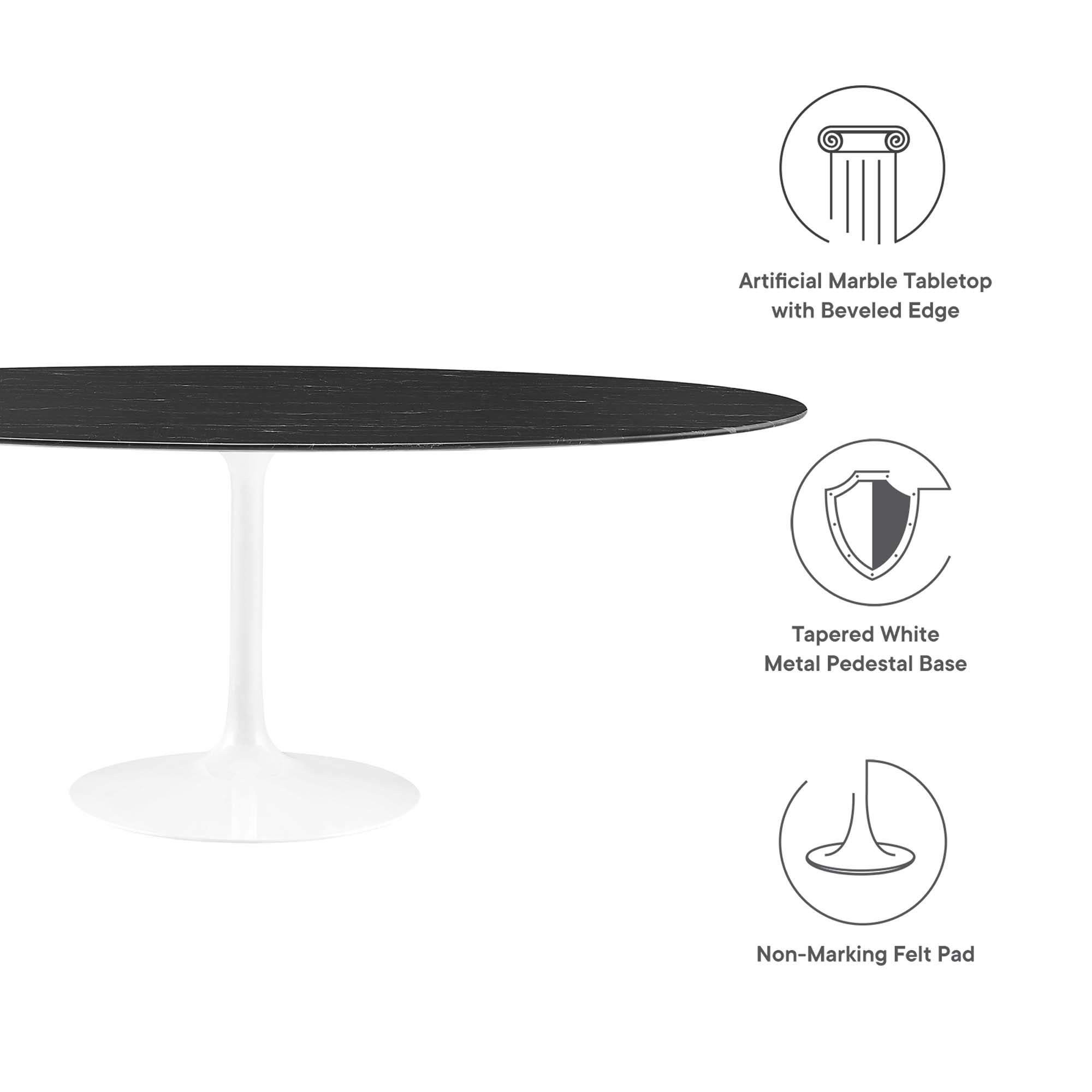 Lippa 78" Oval Artificial Marble Dining Table