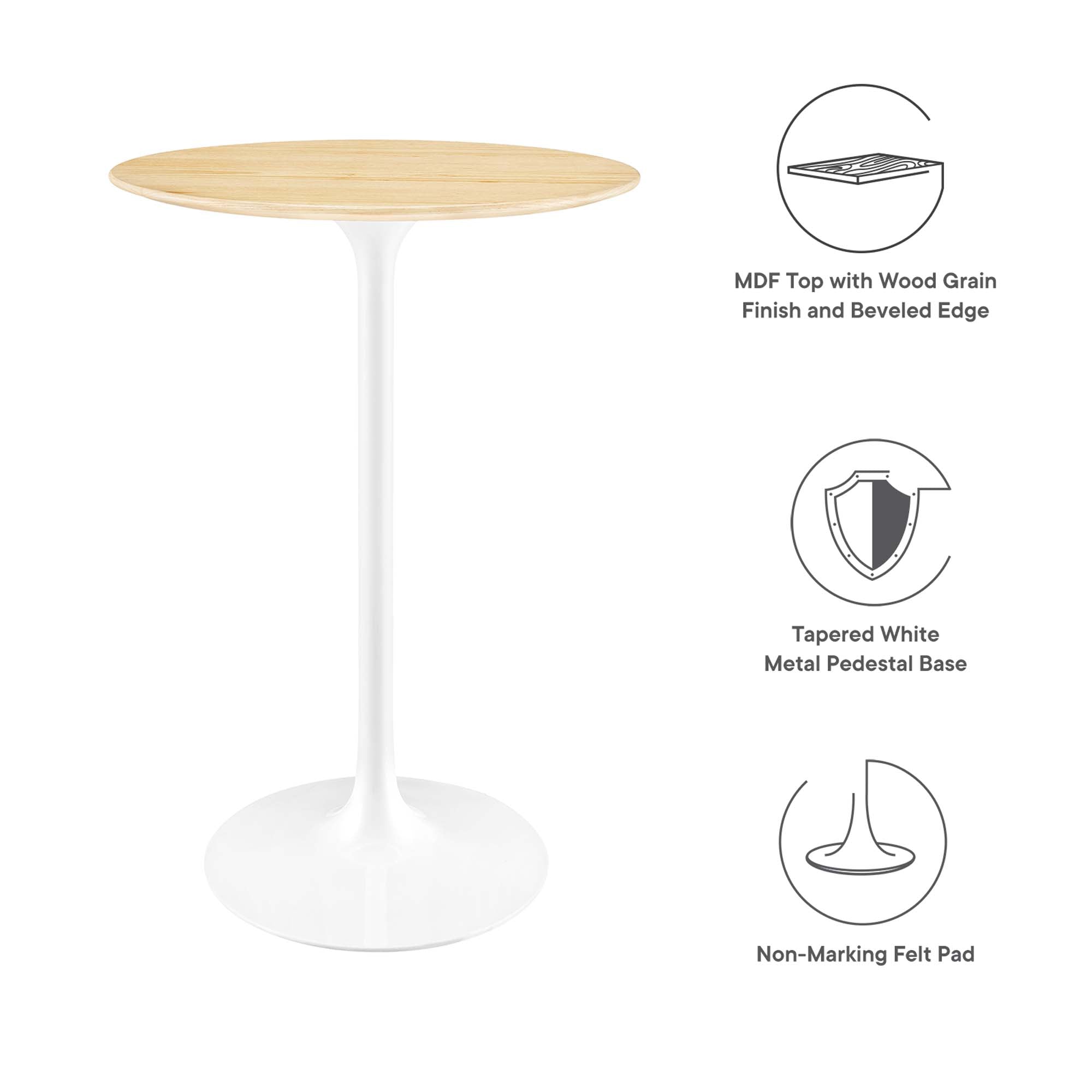 Lippa 28" Round Wood Grain Bar Table