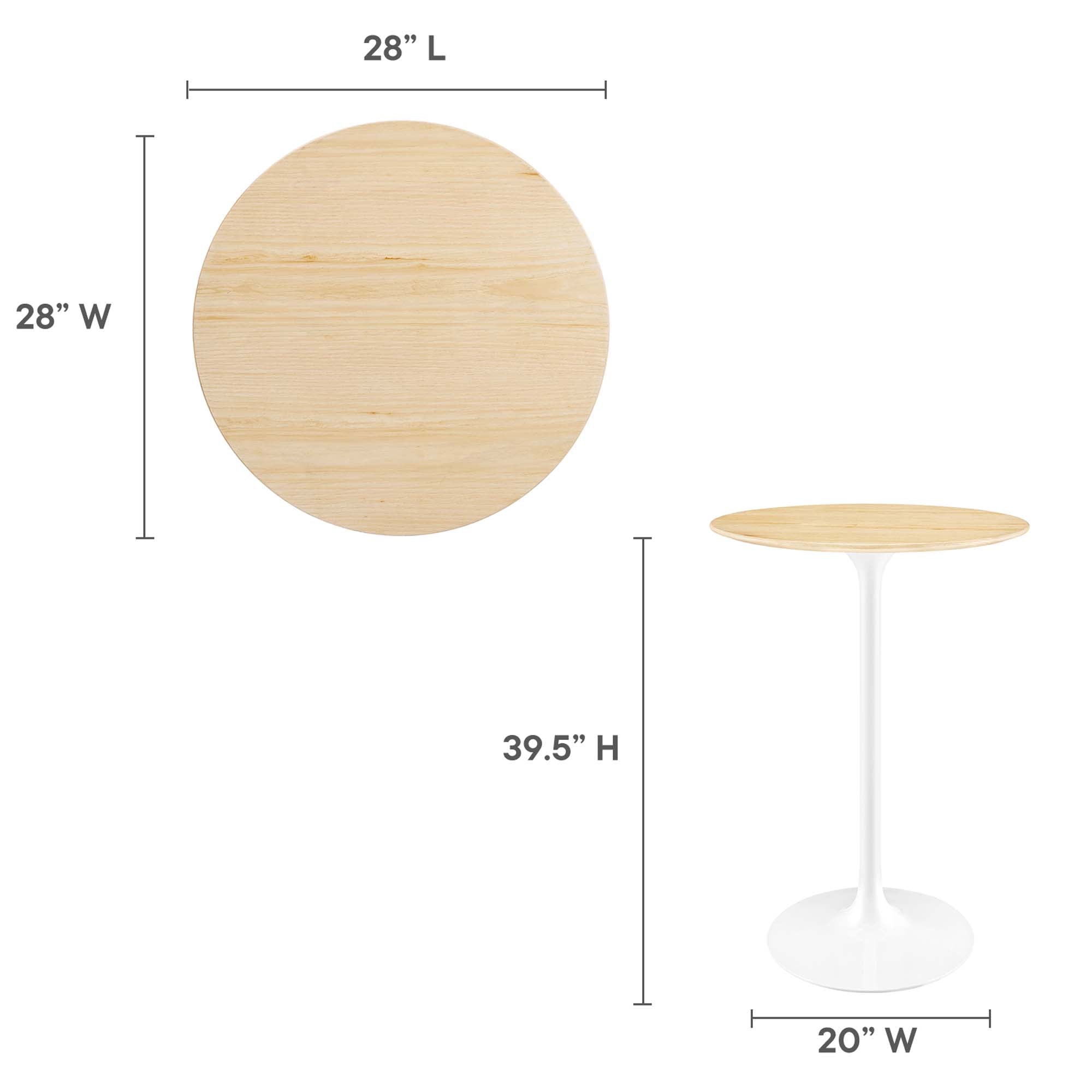 Lippa 28" Round Wood Grain Bar Table