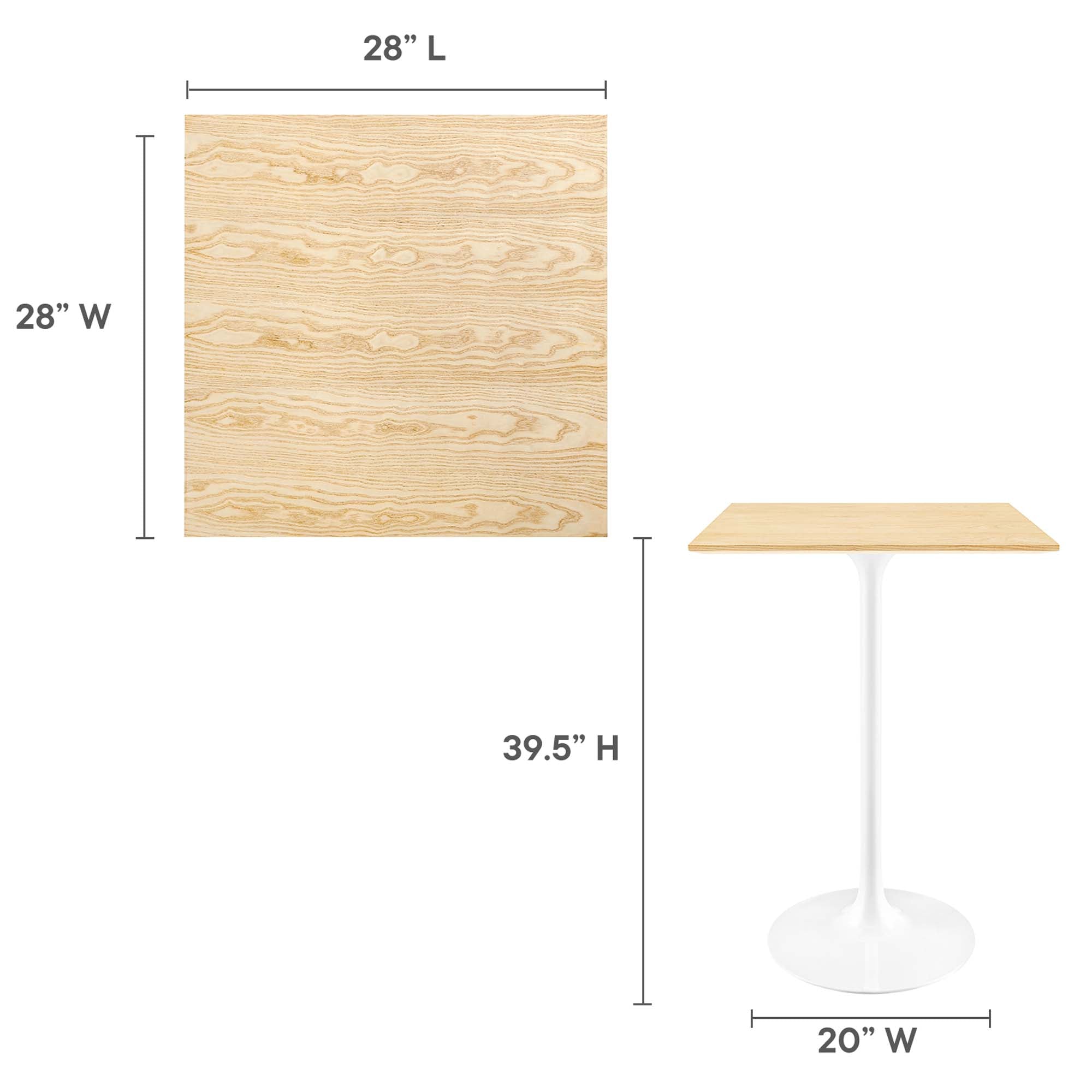 Lippa 28" Square Wood Grain Bar Table